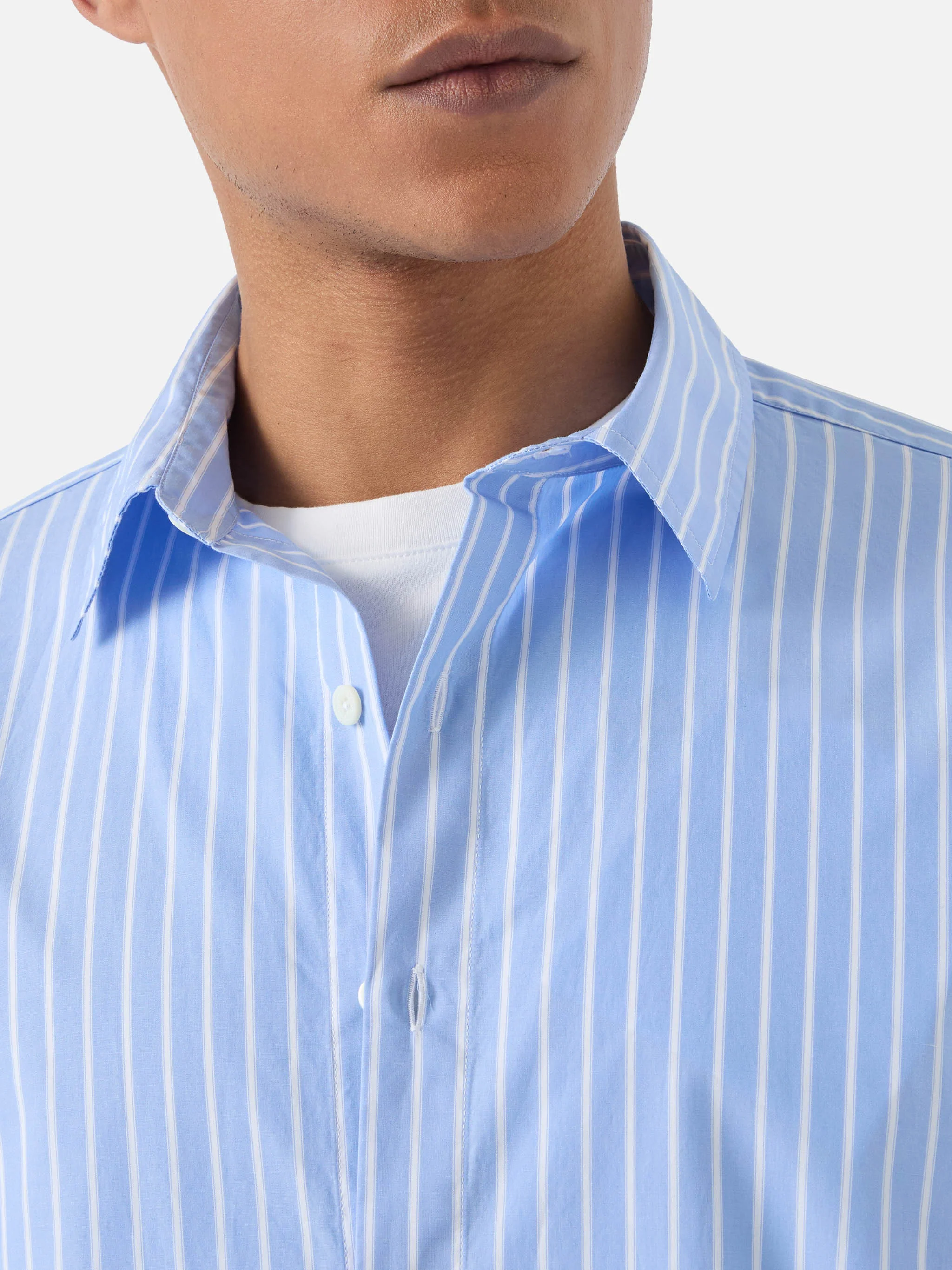 Camicia Levanzo in cotone a righe azzurre - Image 2