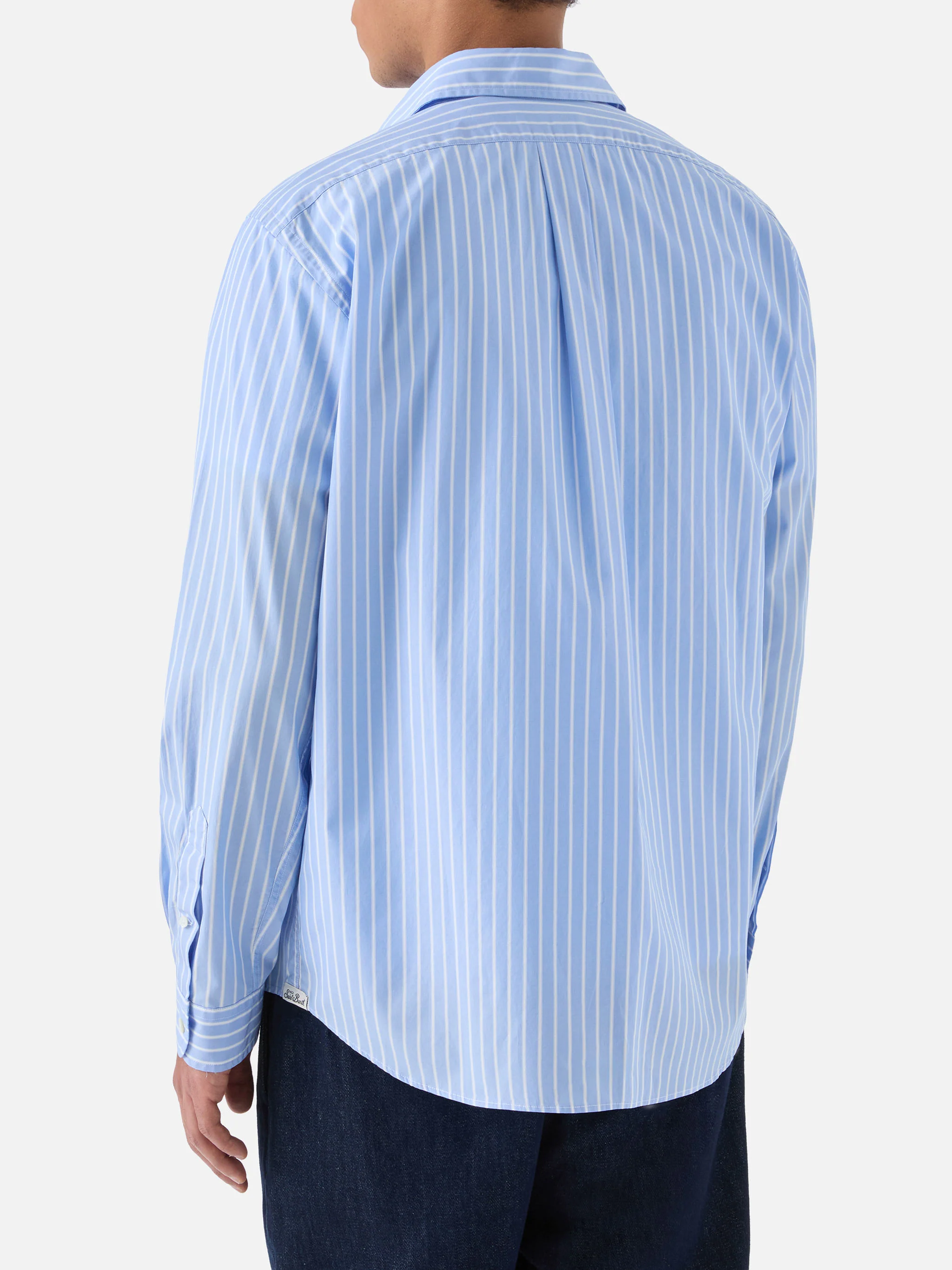 Camicia Levanzo in cotone a righe azzurre - Image 3