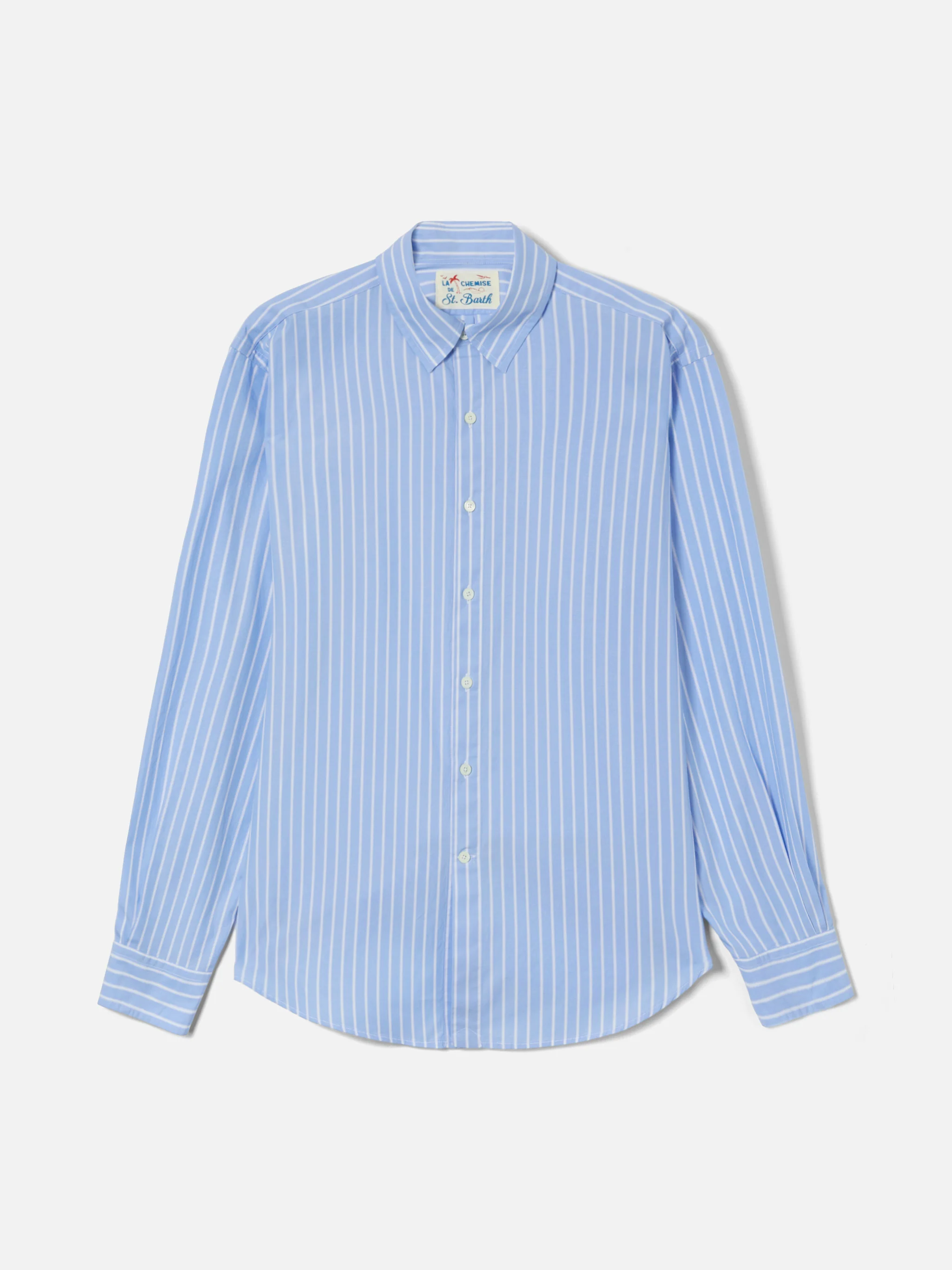 Camicia Levanzo in cotone a righe azzurre - Image 5