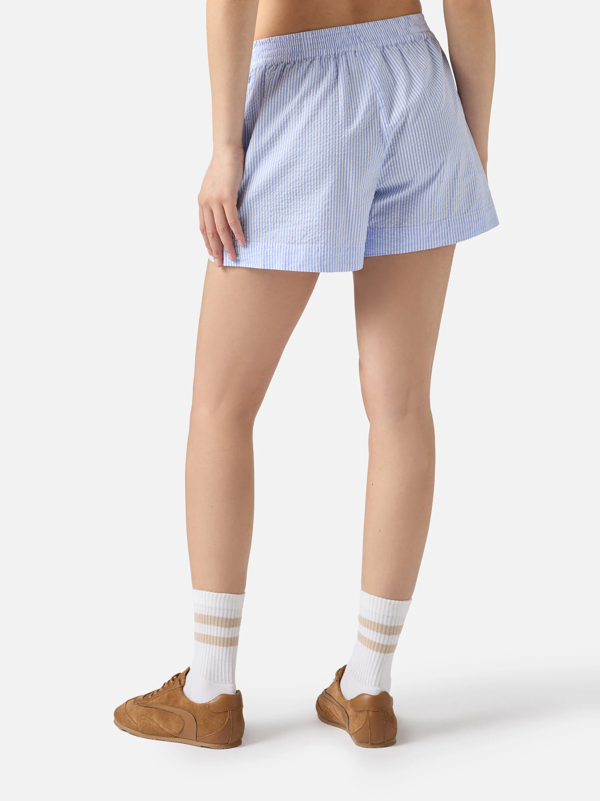 Shorts Meave in seersucker a righe azzurre - Image 4