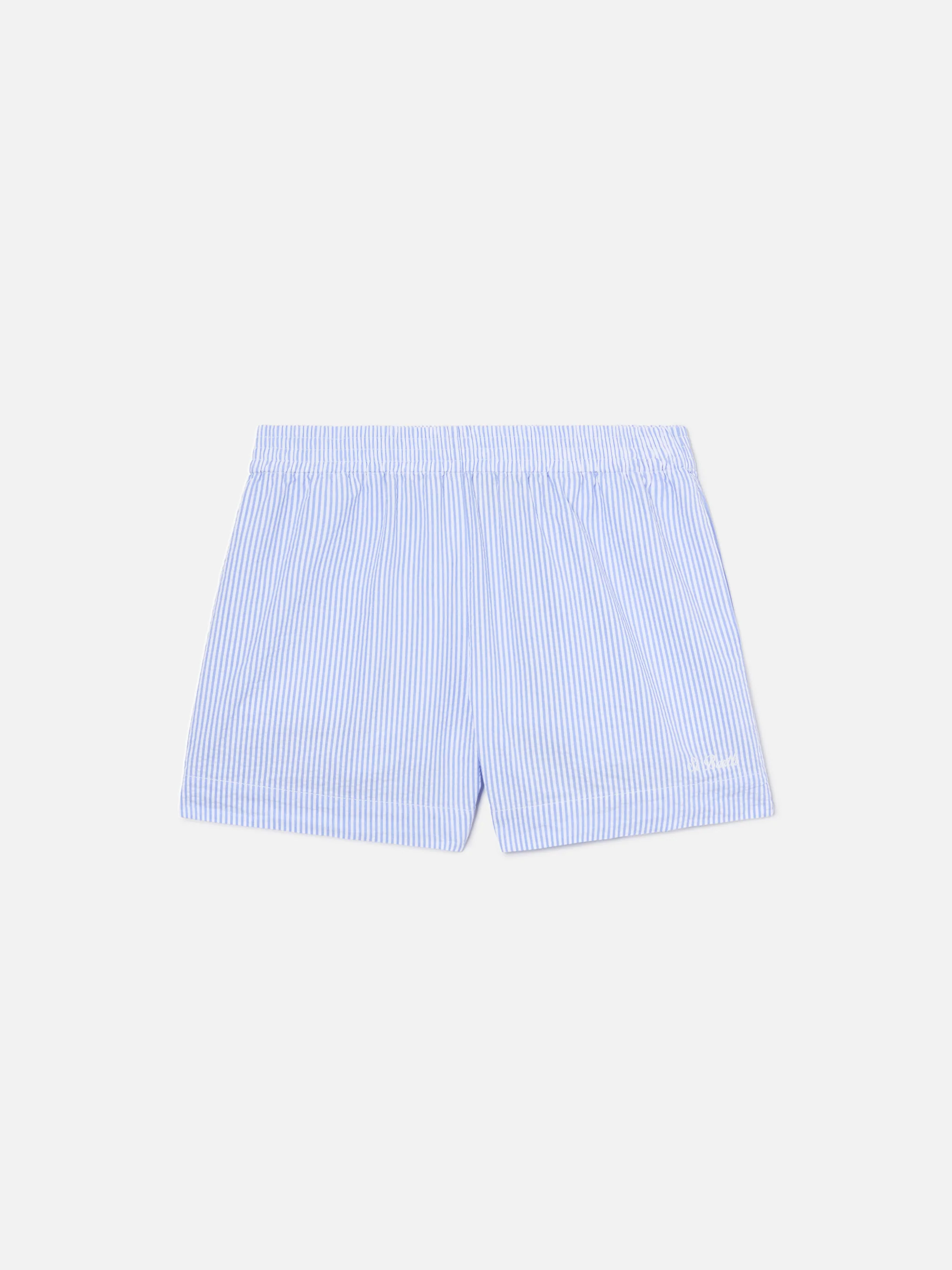 Shorts Meave in seersucker a righe azzurre - Image 5
