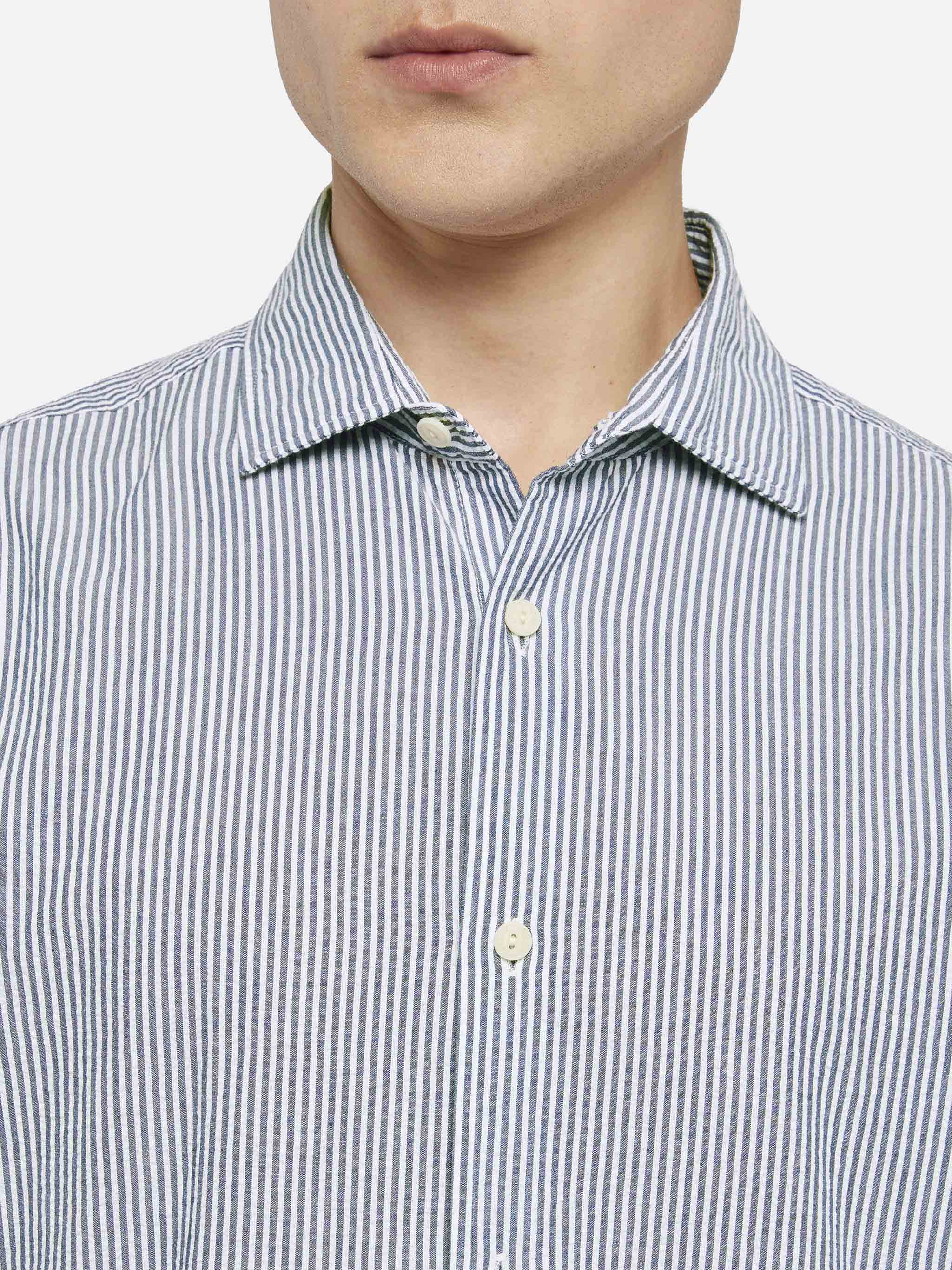 Camicia Pamplona in seersucker a righe azzurre - Image 2