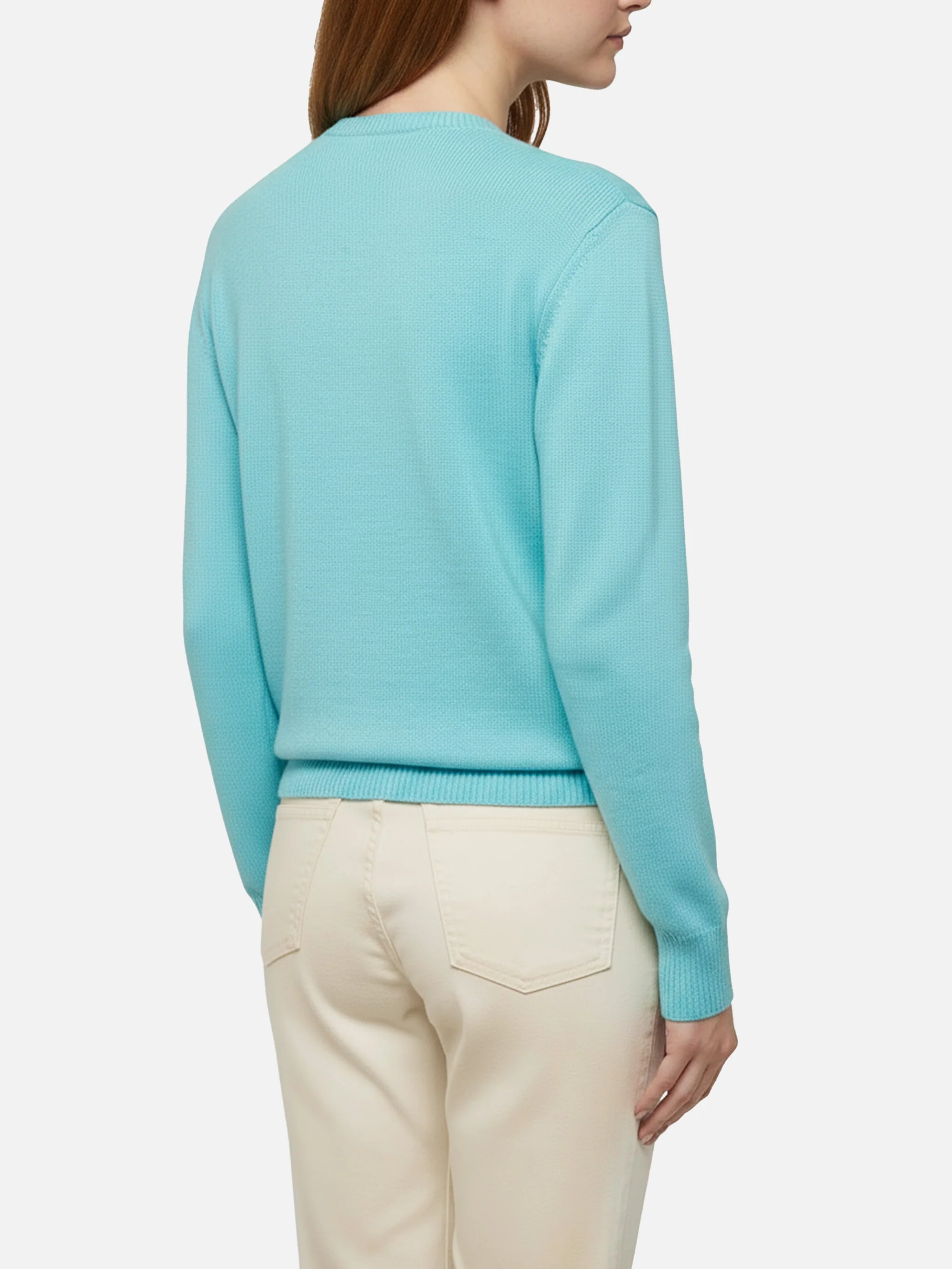 Maglione verde acqua New Queen con scritta Raclette& Paillettes in paillettes - Image 3