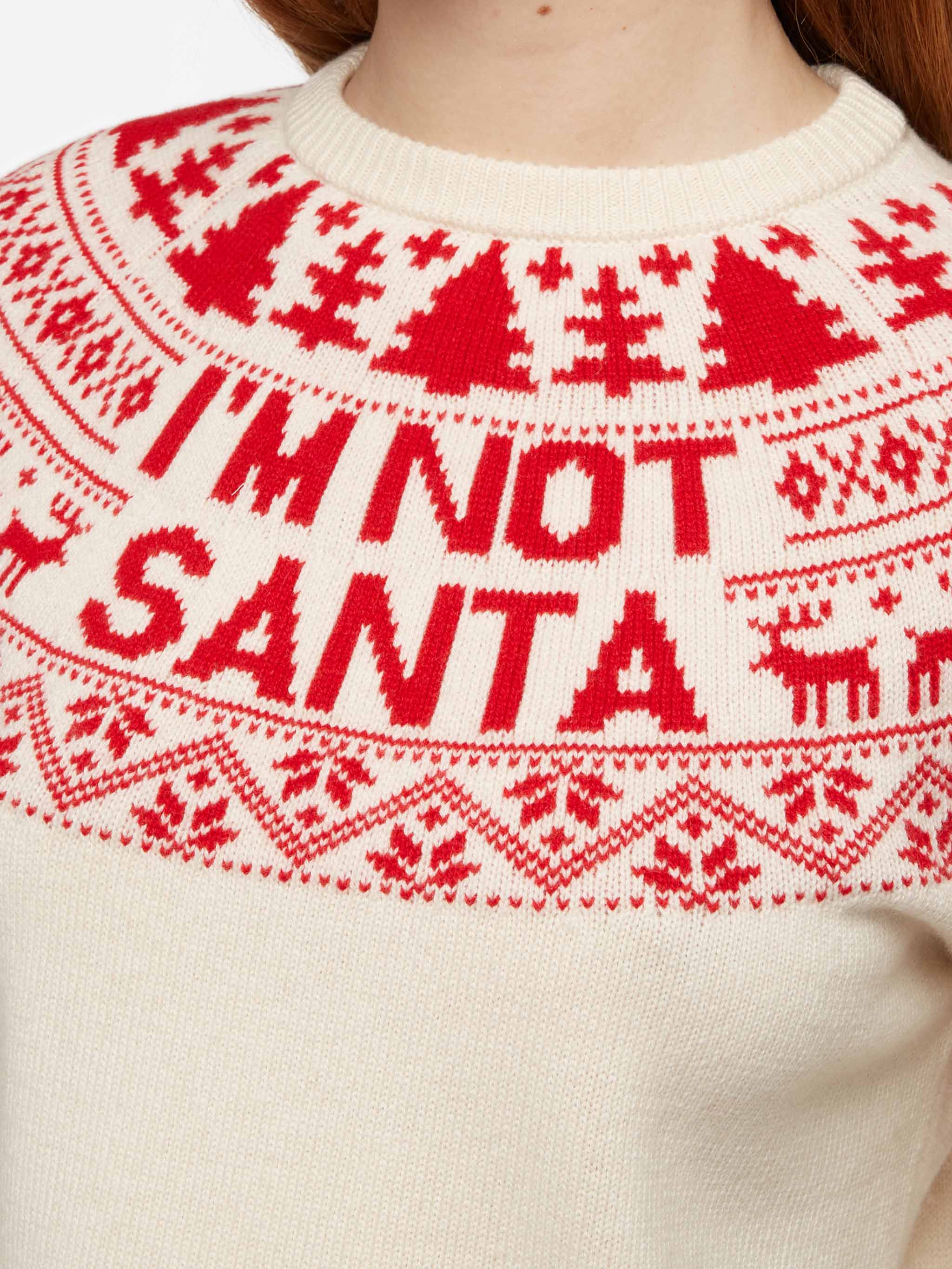 Maglione bianco New Queen con jacquard I'm not Santa - Image 2