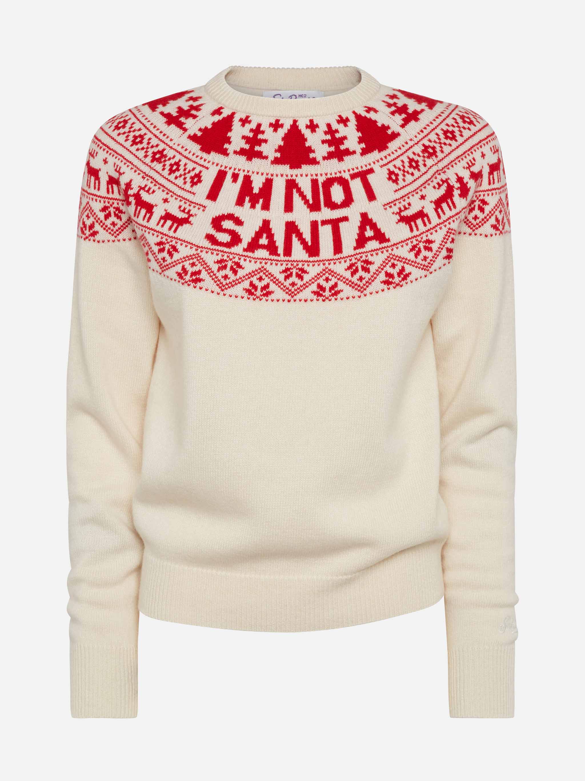 Maglione bianco New Queen con jacquard I'm not Santa - Image 4