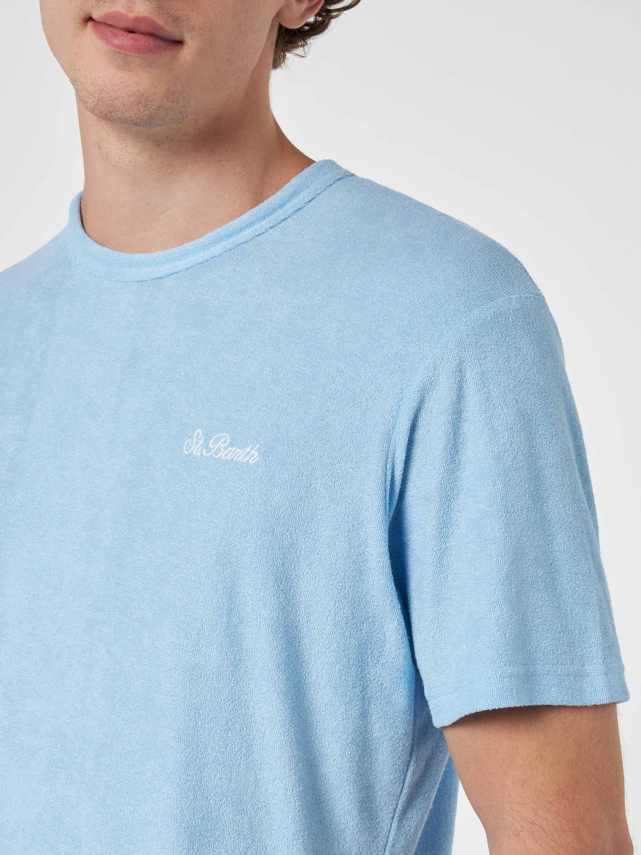 Tshirt in spugna azzurro chiaro Gary con ricamo St. Barth - Image 2