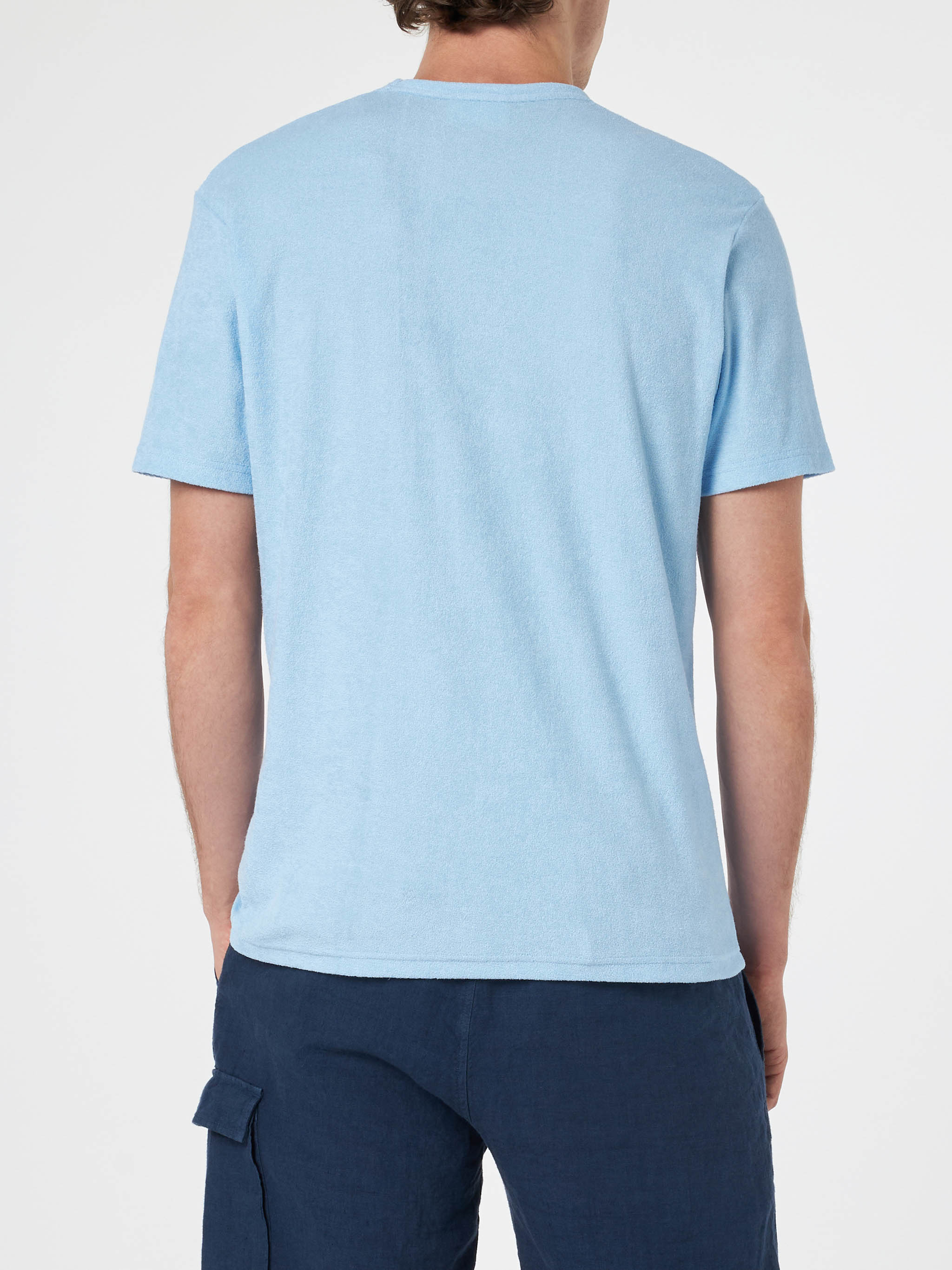Tshirt in spugna azzurro chiaro Gary con ricamo St. Barth - Image 4