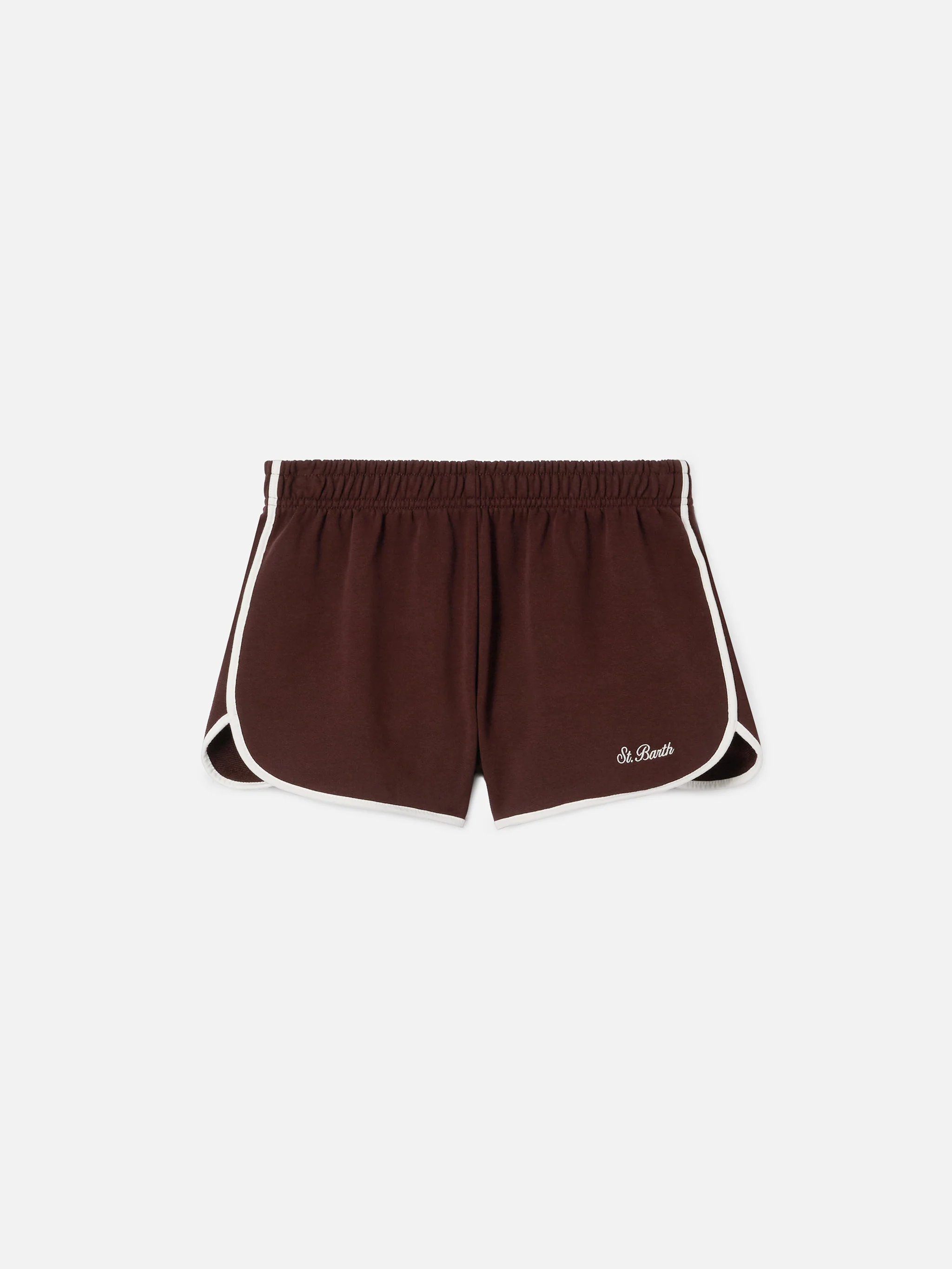 Shorts Francine Light in cotone marrone con bordi a contrasto - Image 4