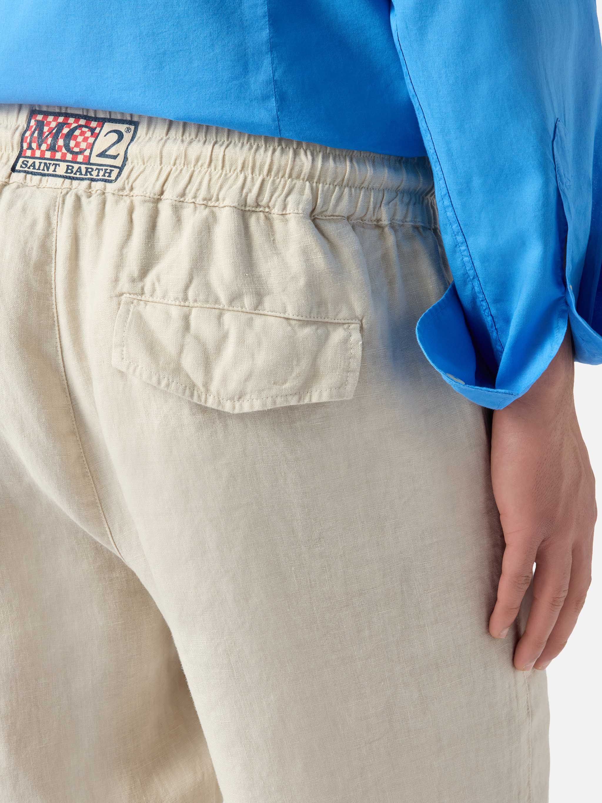Pantalone Calais lungo girgio chiaro in puro lino - Image 2