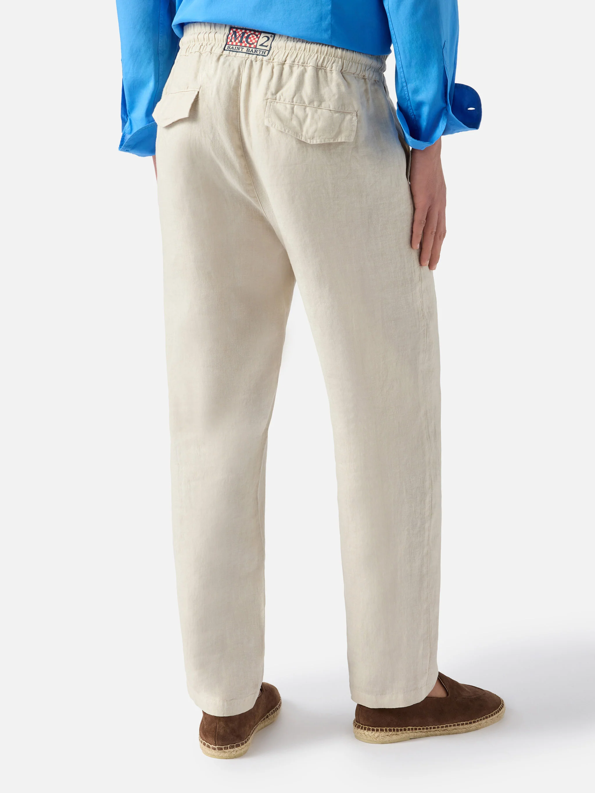 Pantalone Calais lungo girgio chiaro in puro lino - Image 3