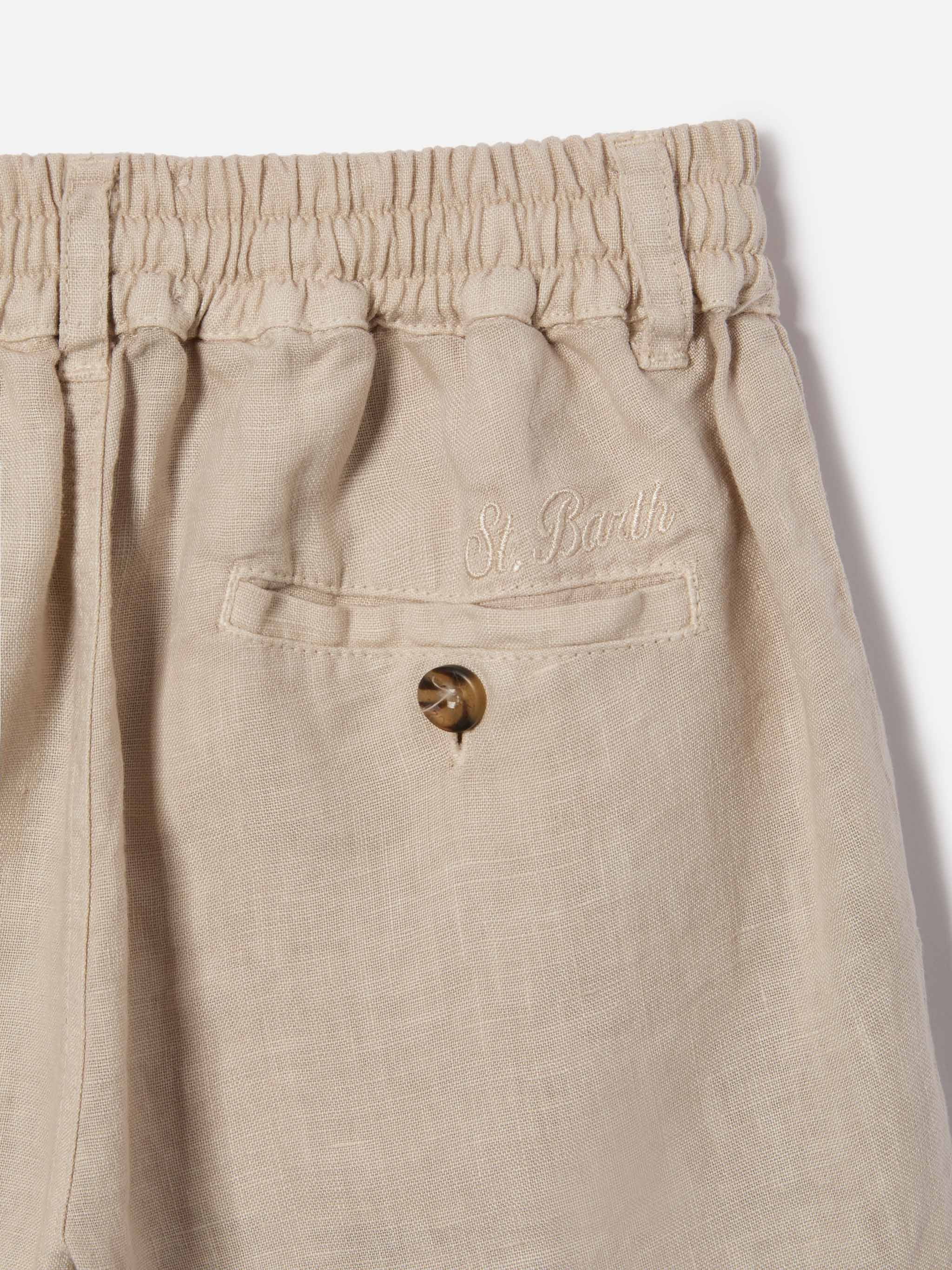 Shorts Ischia Jr in lino grigio chiaro - Image 3