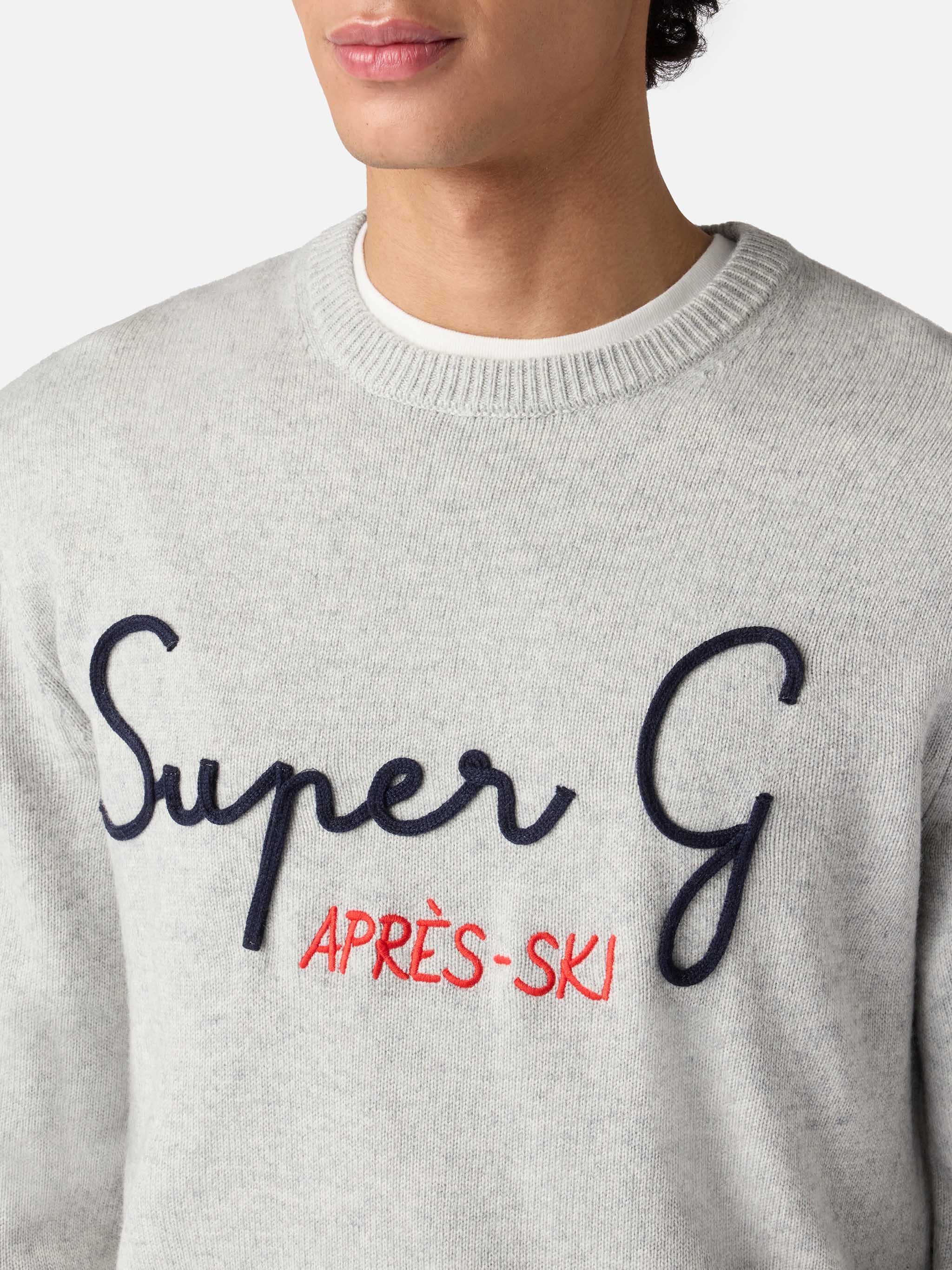 Maglione grigio chiaro Heron con ricamo super G | SUPER G SPECIAL EDITION - Image 2