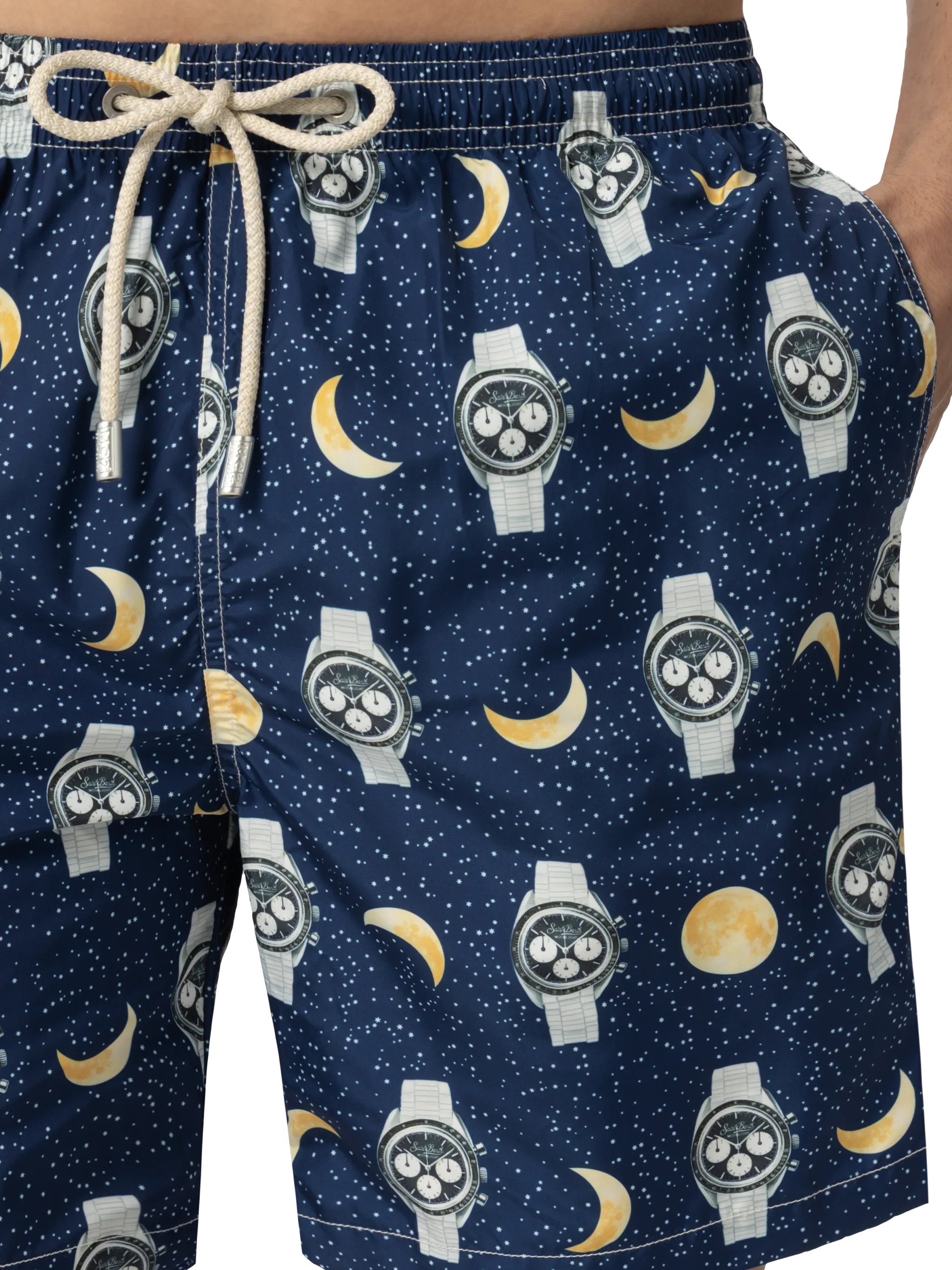 Costume mare Lighting in tessuto leggero con stampa orologi e luna - Image 5
