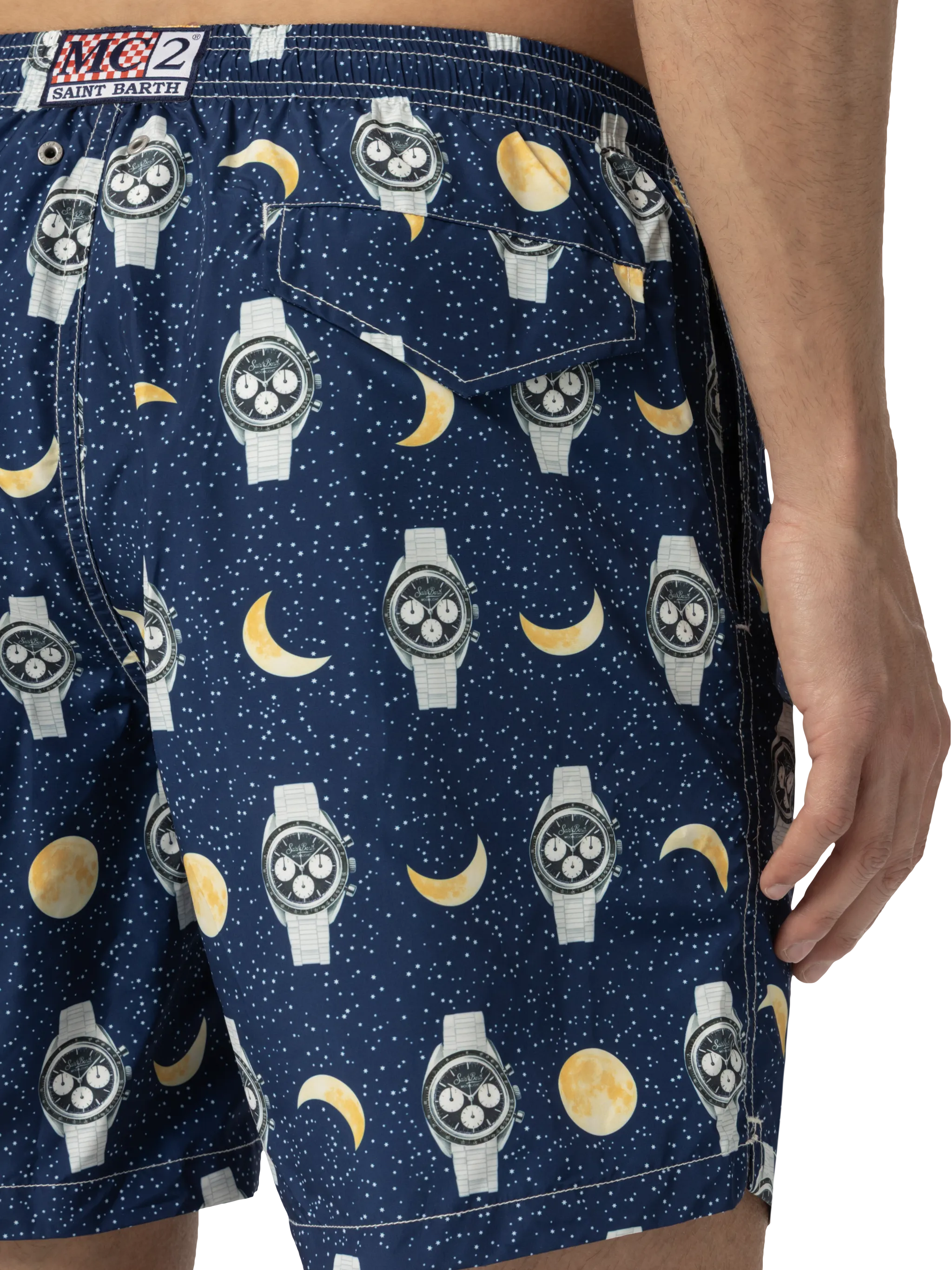 Costume mare Lighting in tessuto leggero con stampa orologi e luna - Image 6