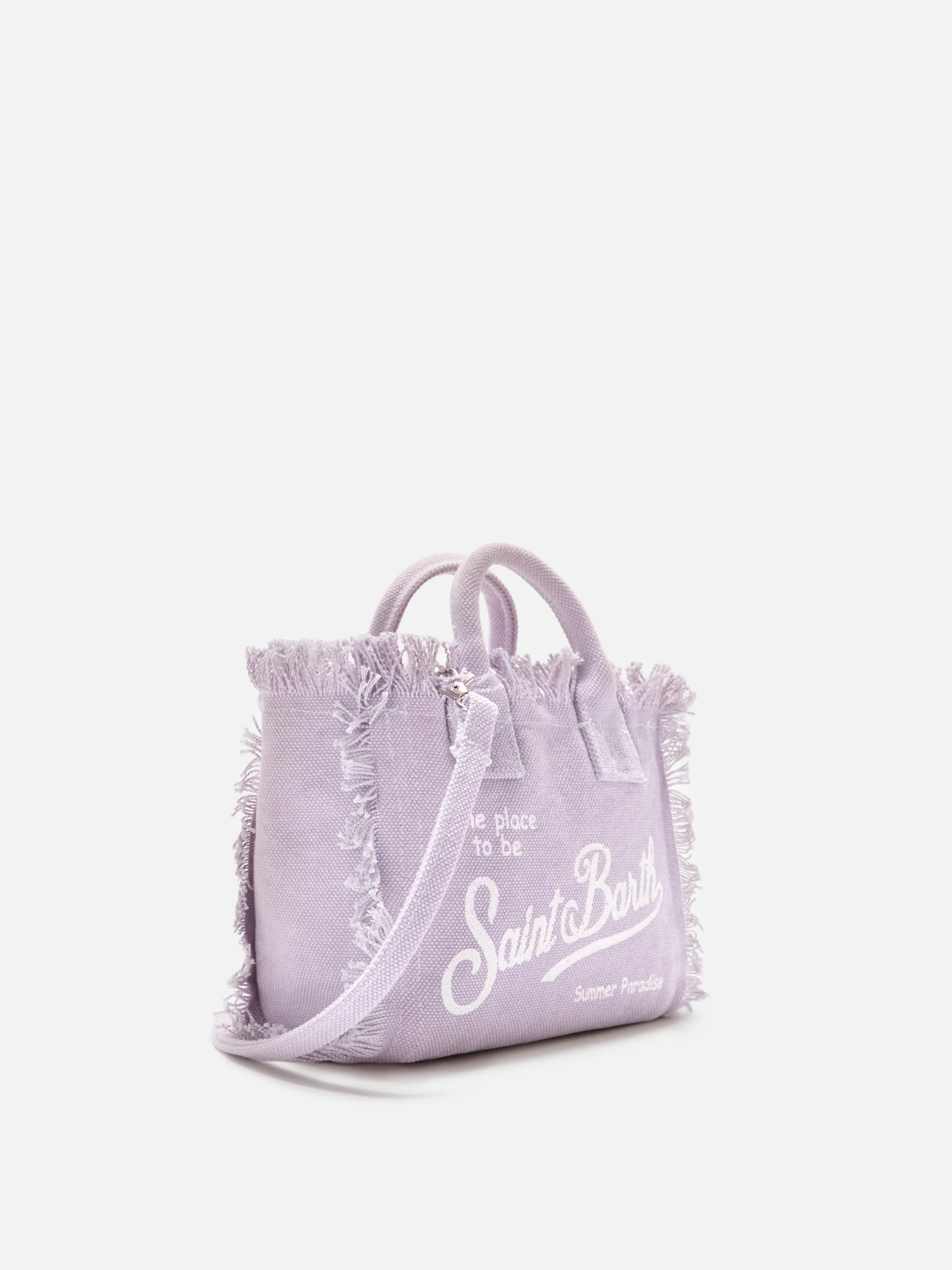 Borsa Vanity mini in canvas lilla tinta unita - Image 3