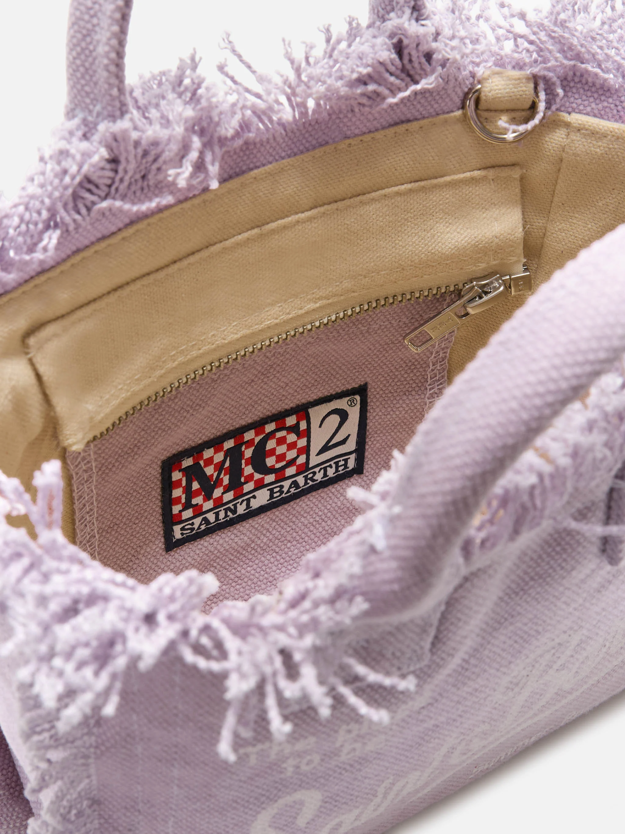Borsa Vanity mini in canvas lilla tinta unita - Image 4