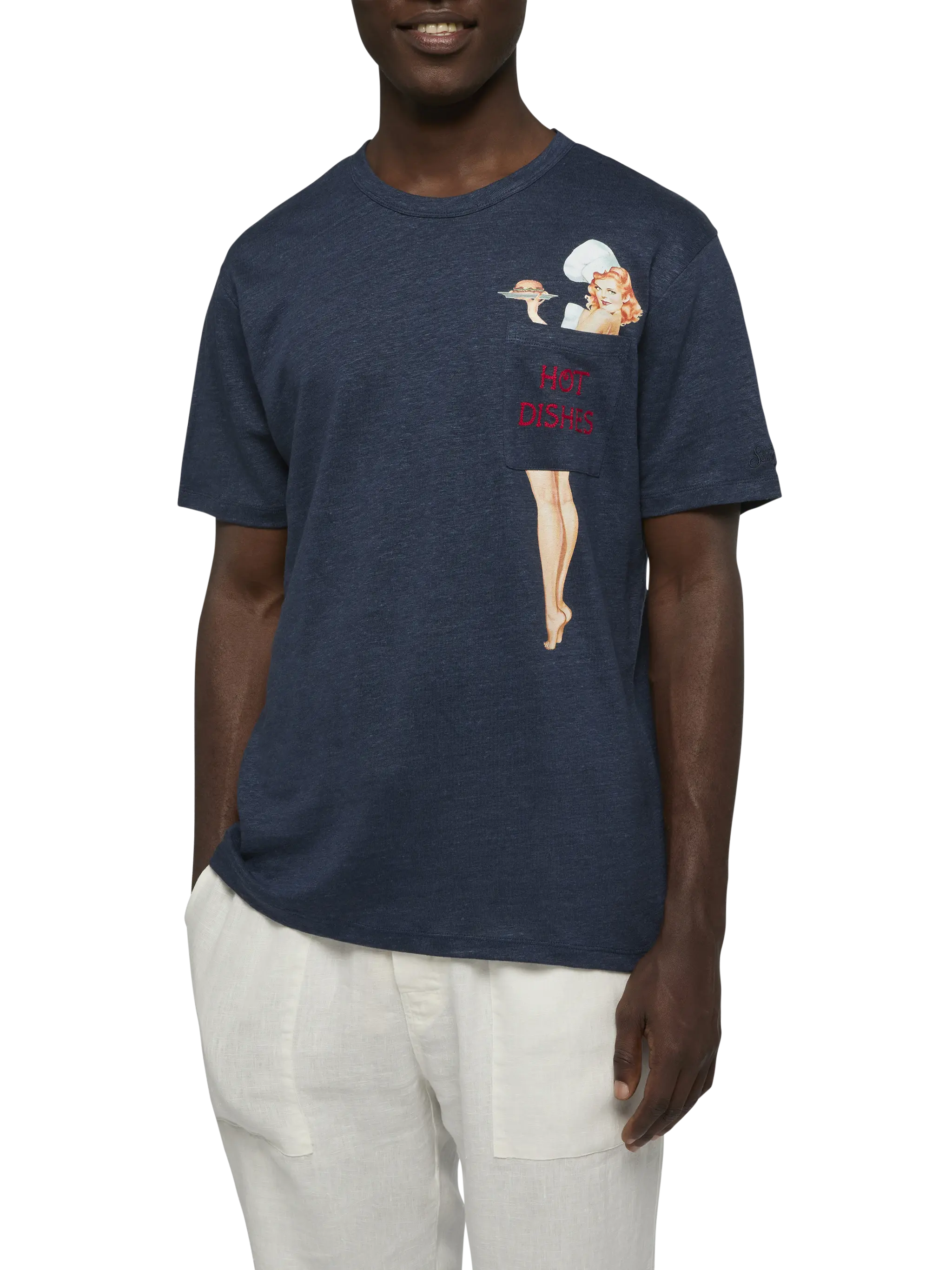 Tshirt Ecstasea in jersey di lino con taschino stampato e ricamato - Image 2