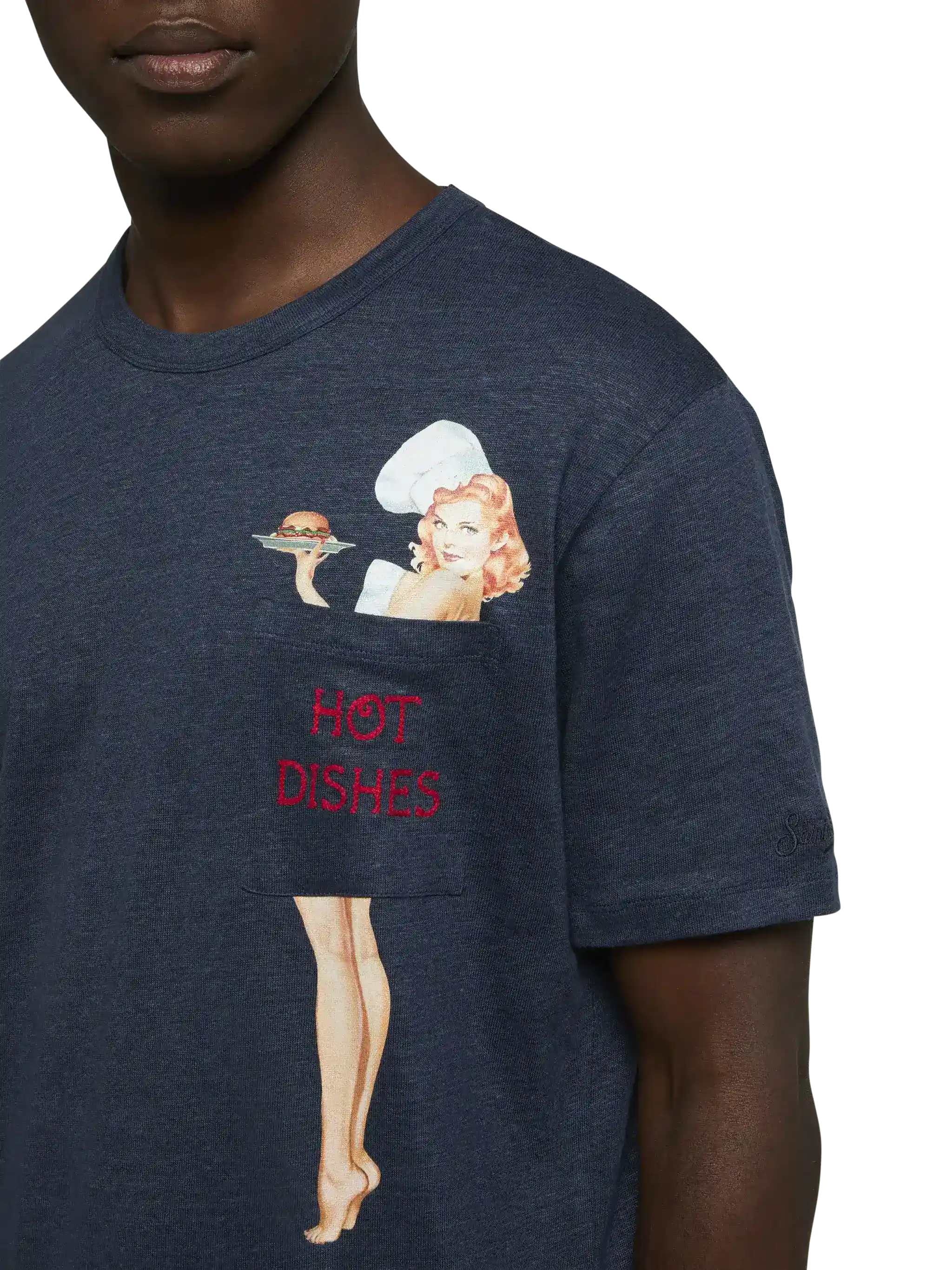 Tshirt Ecstasea in jersey di lino con taschino stampato e ricamato - Image 3
