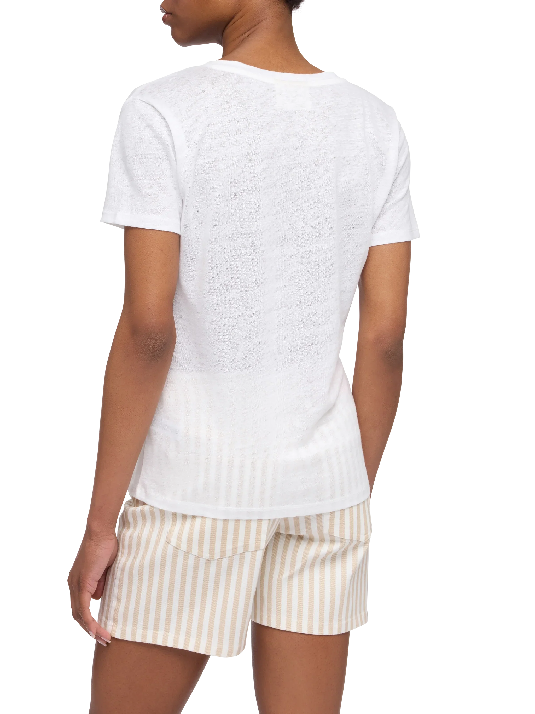 Eloise t-shirt scollo a V in jersey di lino bianca - Image 3