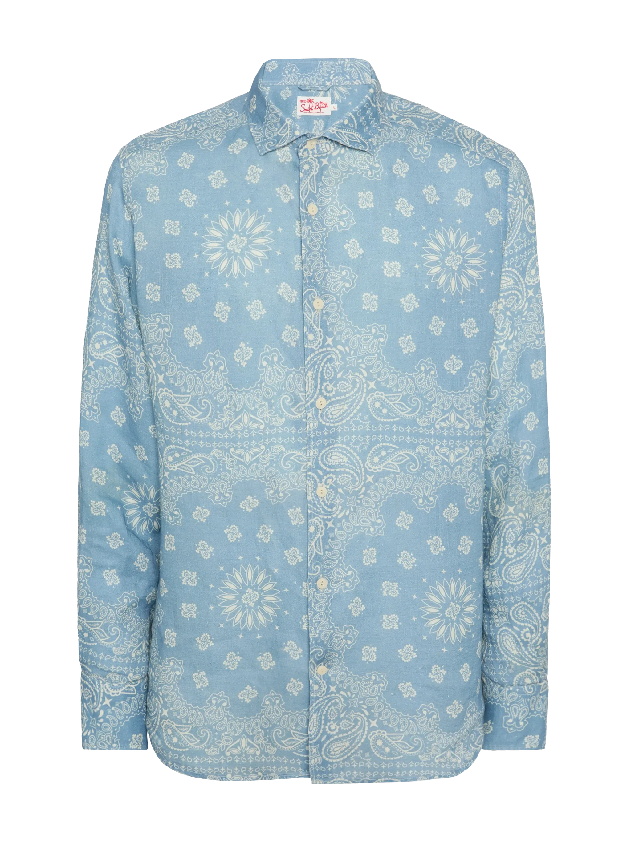 Camicia Pamplona in lino con stampa bandana - Image 4