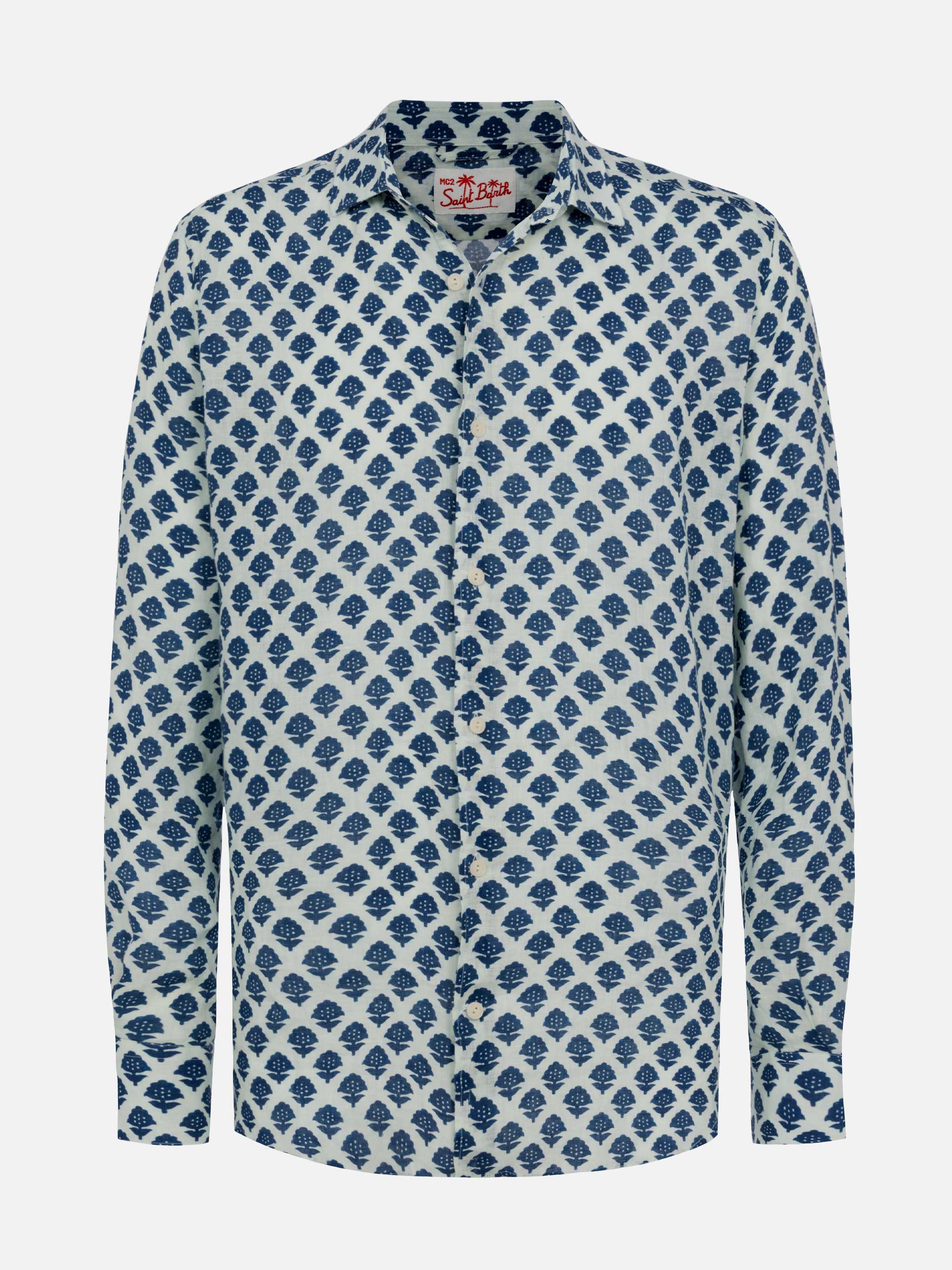 Camicia Pamplona in lino con stampa floreale - Image 4
