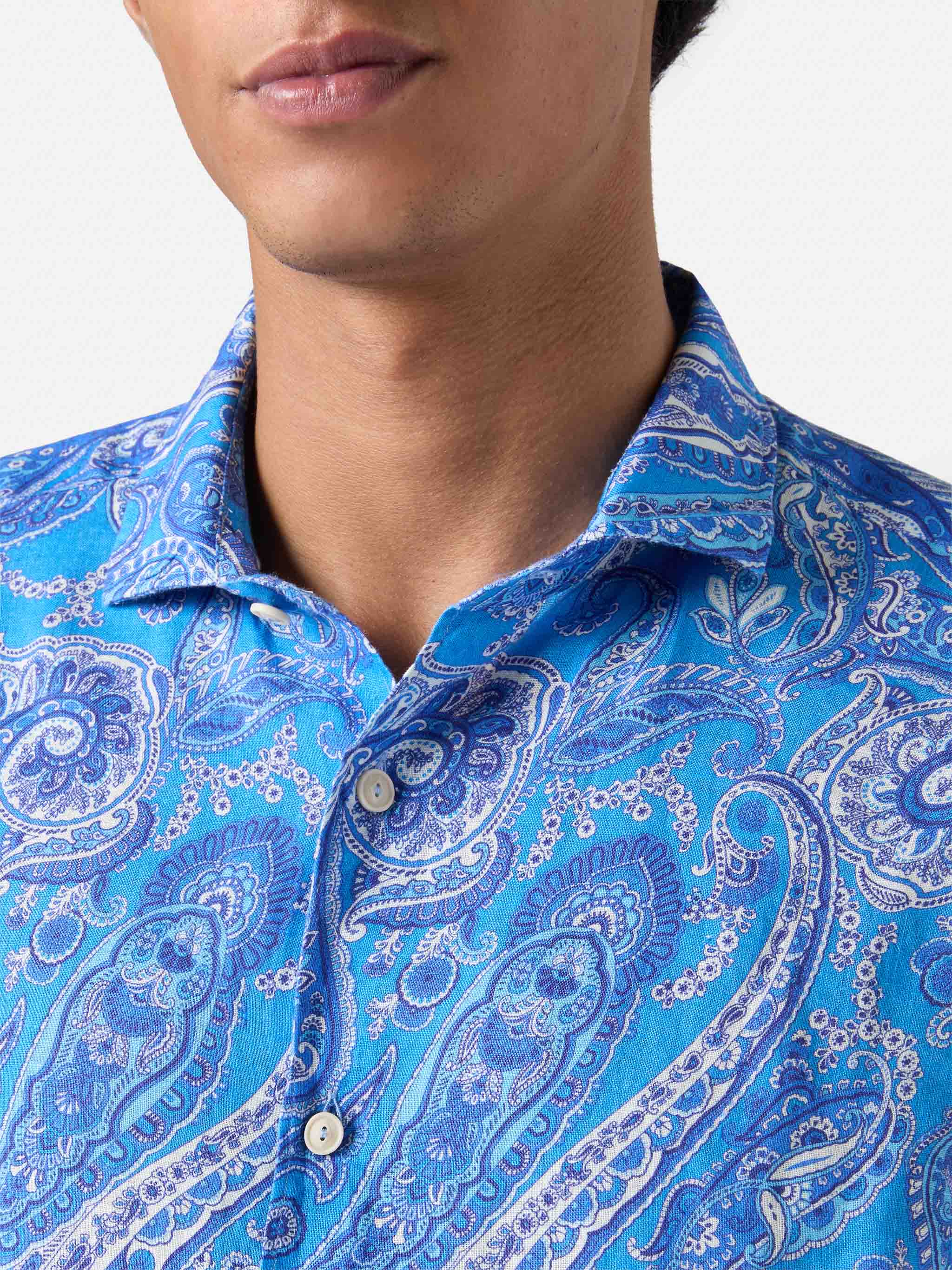 Camicia Pamplona in lino con stampa paisley - Image 2