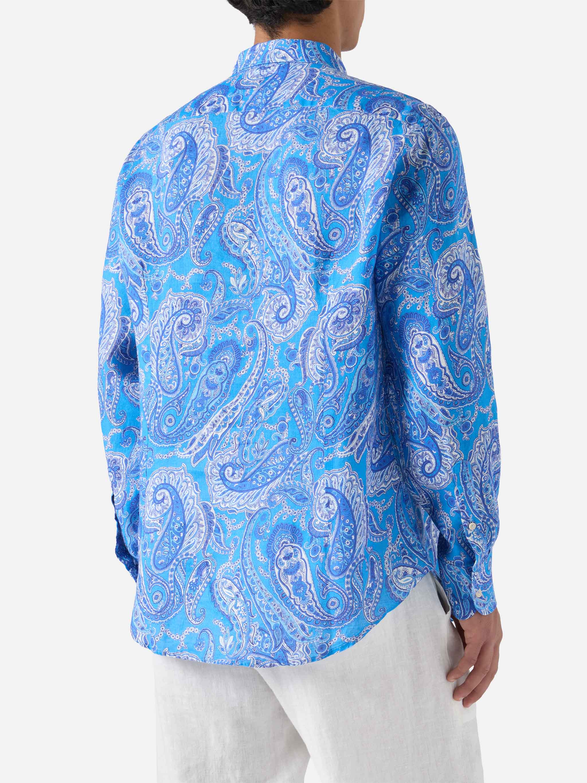Camicia Pamplona in lino con stampa paisley - Image 3