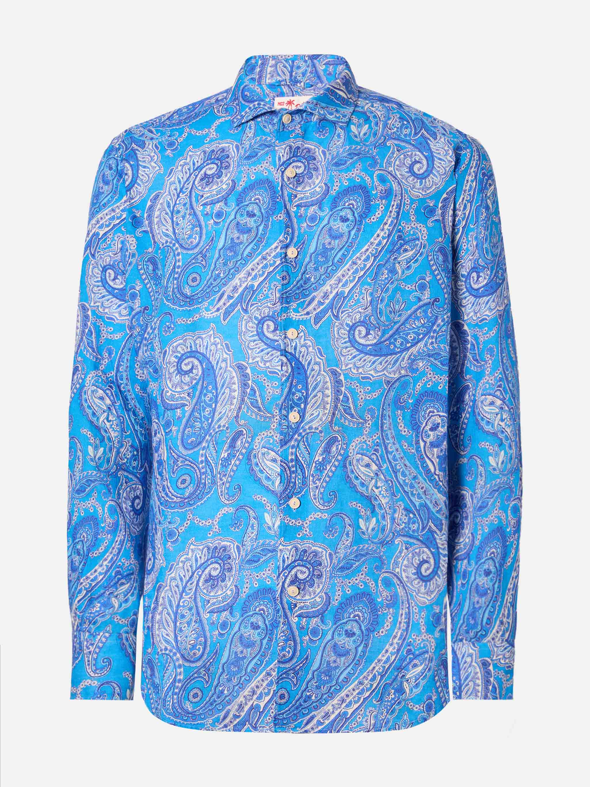 Camicia Pamplona in lino con stampa paisley - Image 4