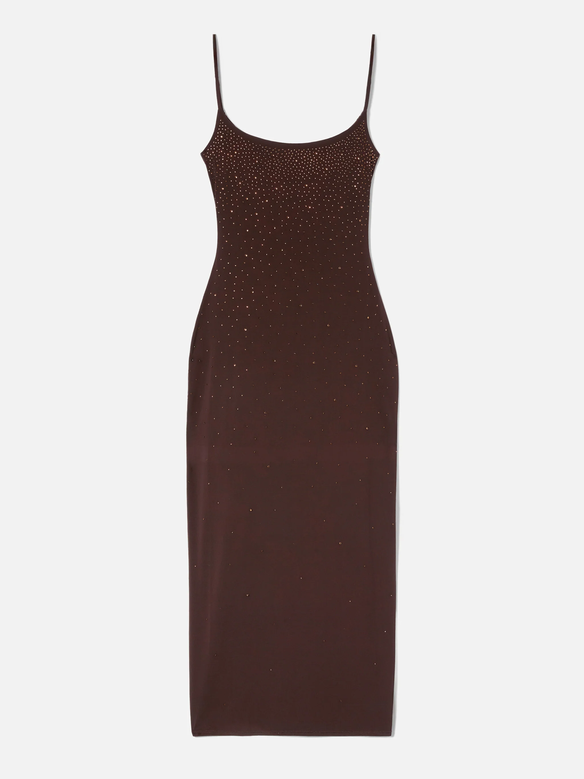 Abito lungo Evy marrone con strass effetto degradé - Image 4