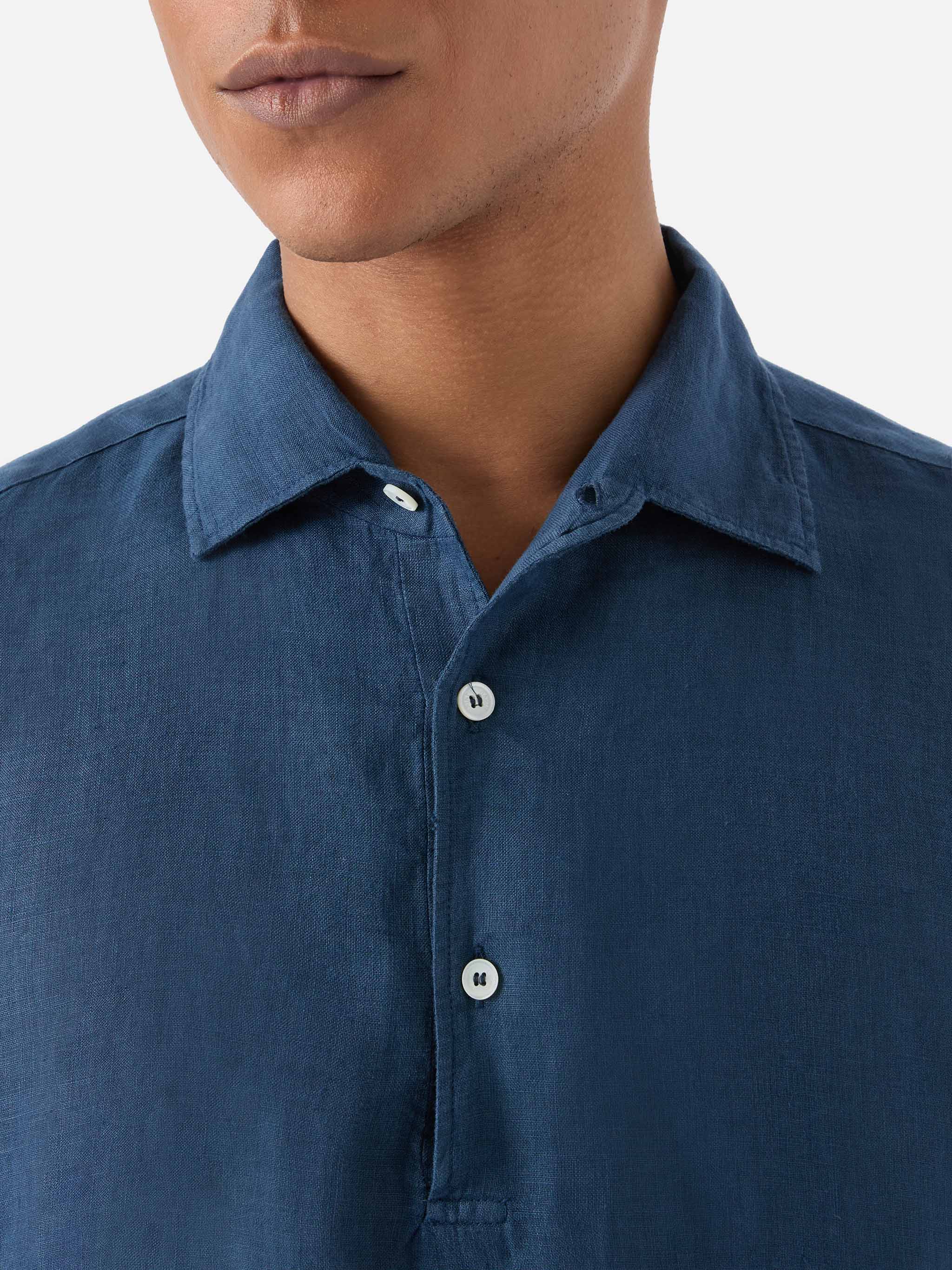 Polo Raphael in lino blu navy - Image 2