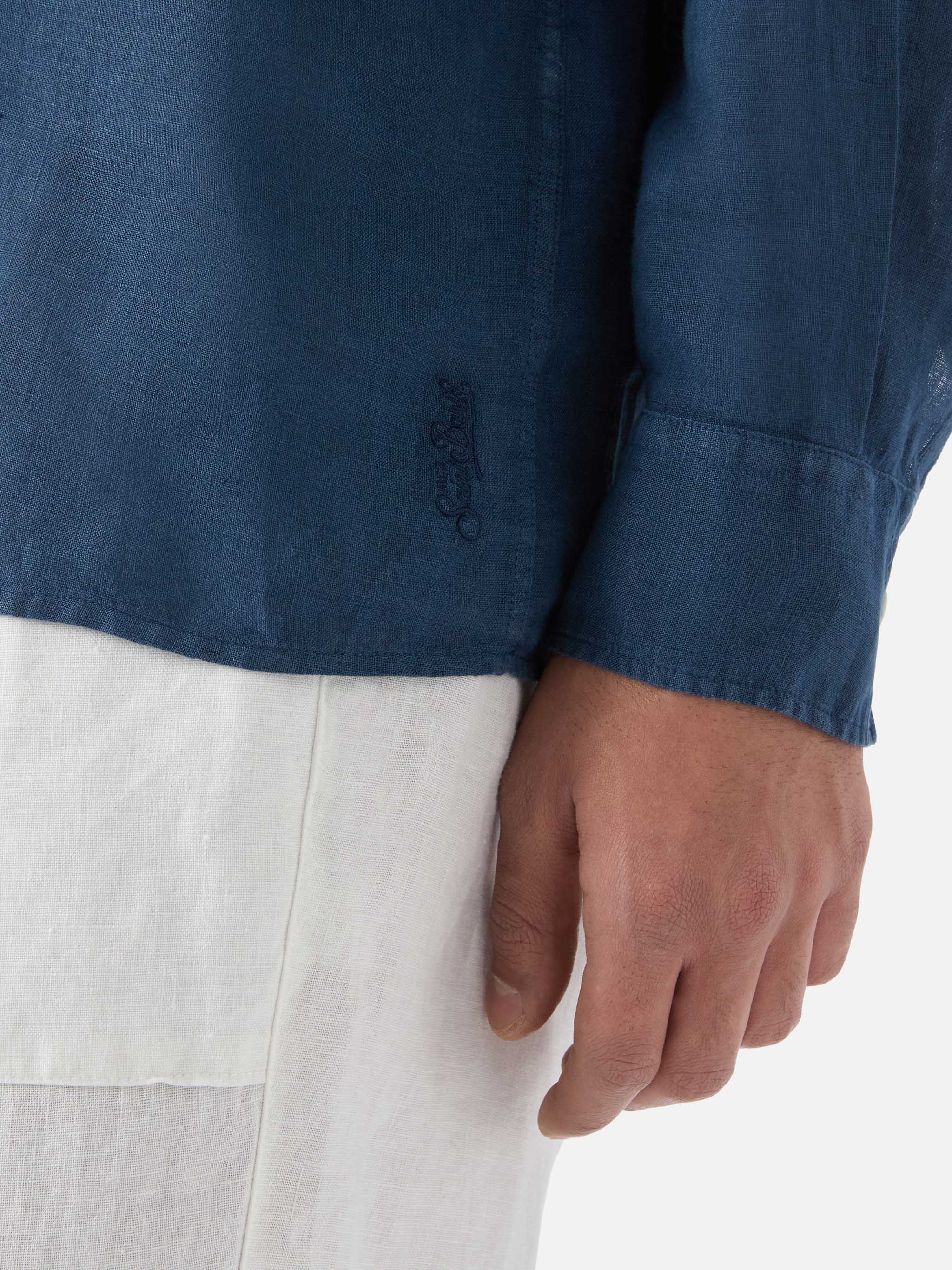 Polo Raphael in lino blu navy - Image 4