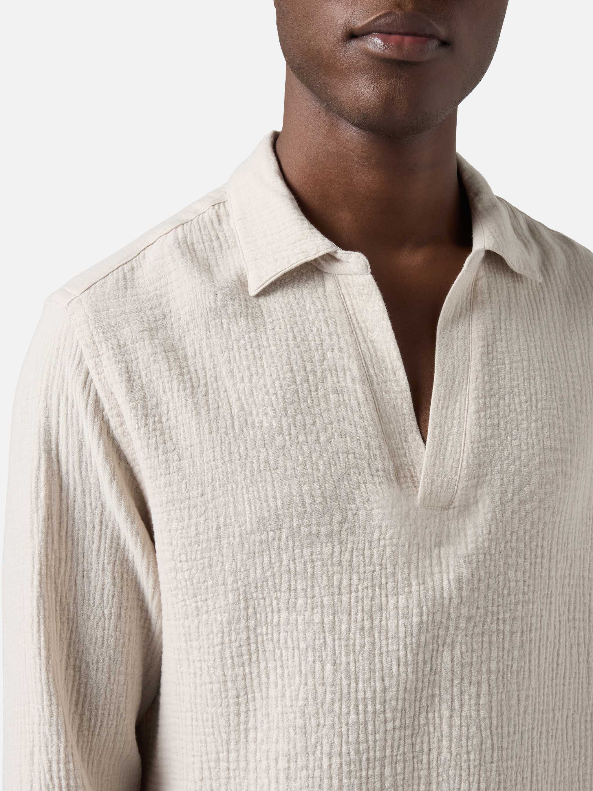 Polo Ventotene in cotone waffle beige - Image 2