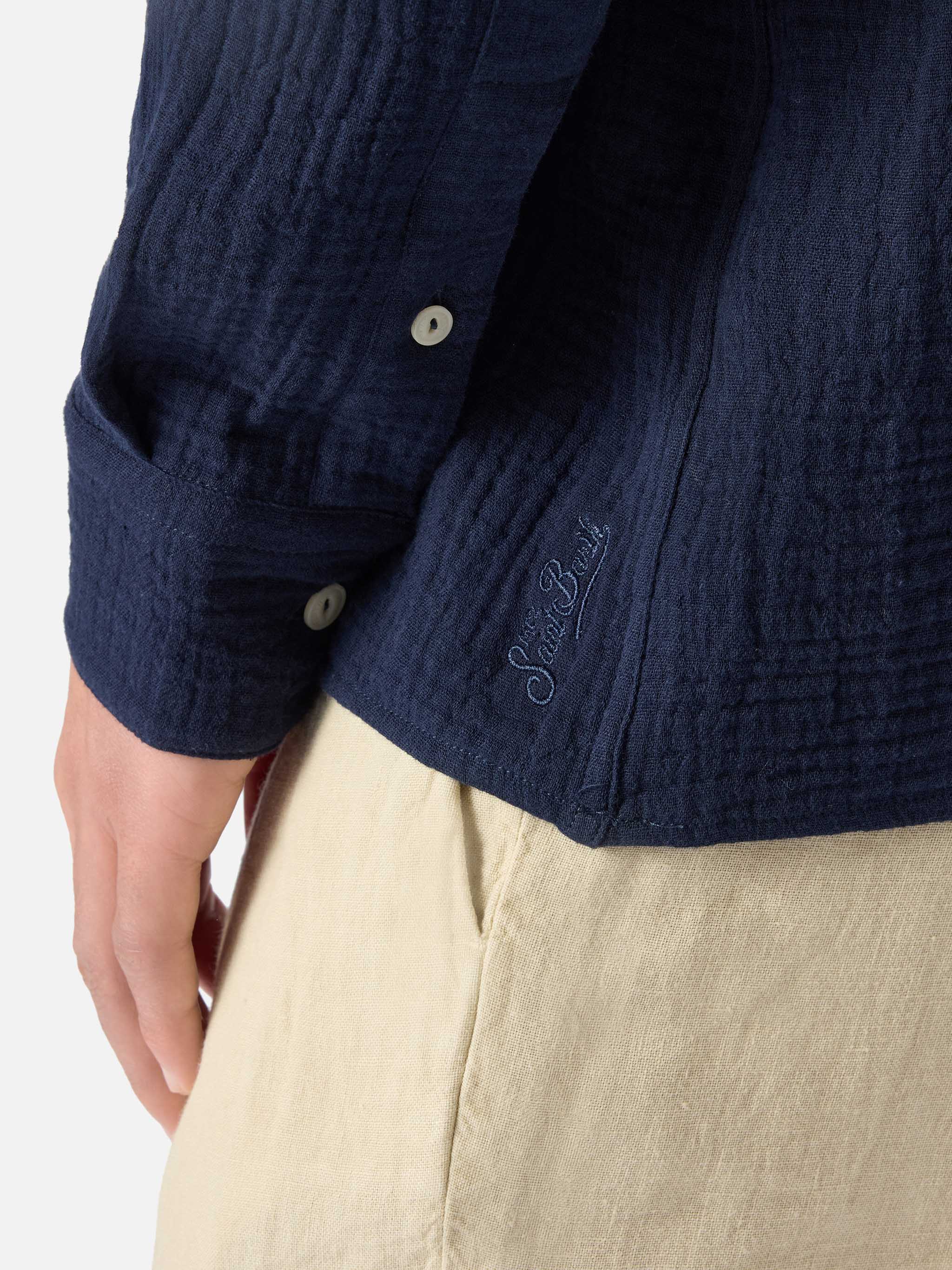Polo Ventotene in cotone waffle blu navy - Image 2