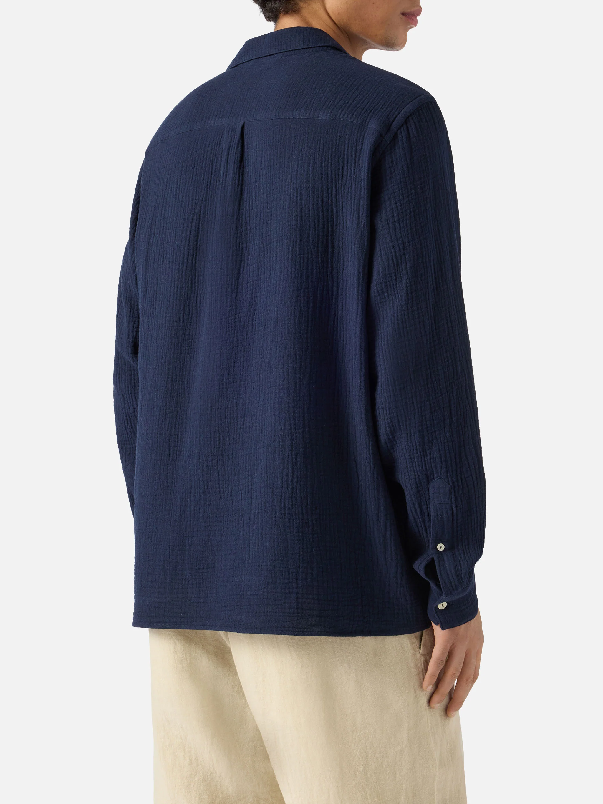 Polo Ventotene in cotone waffle blu navy - Image 3
