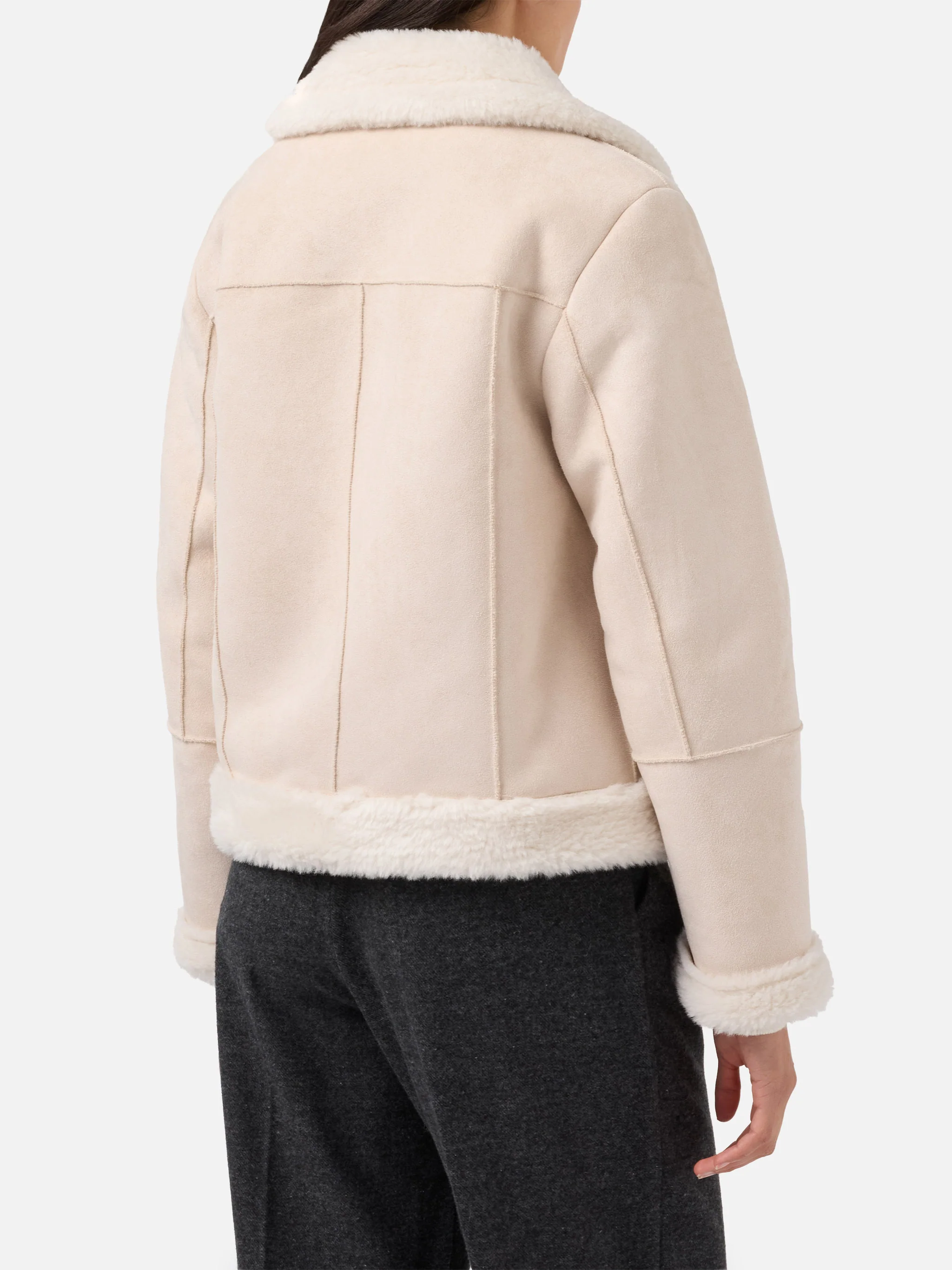 Giacca Lorayne in eco montone cream con bordi in shearling - Image 4