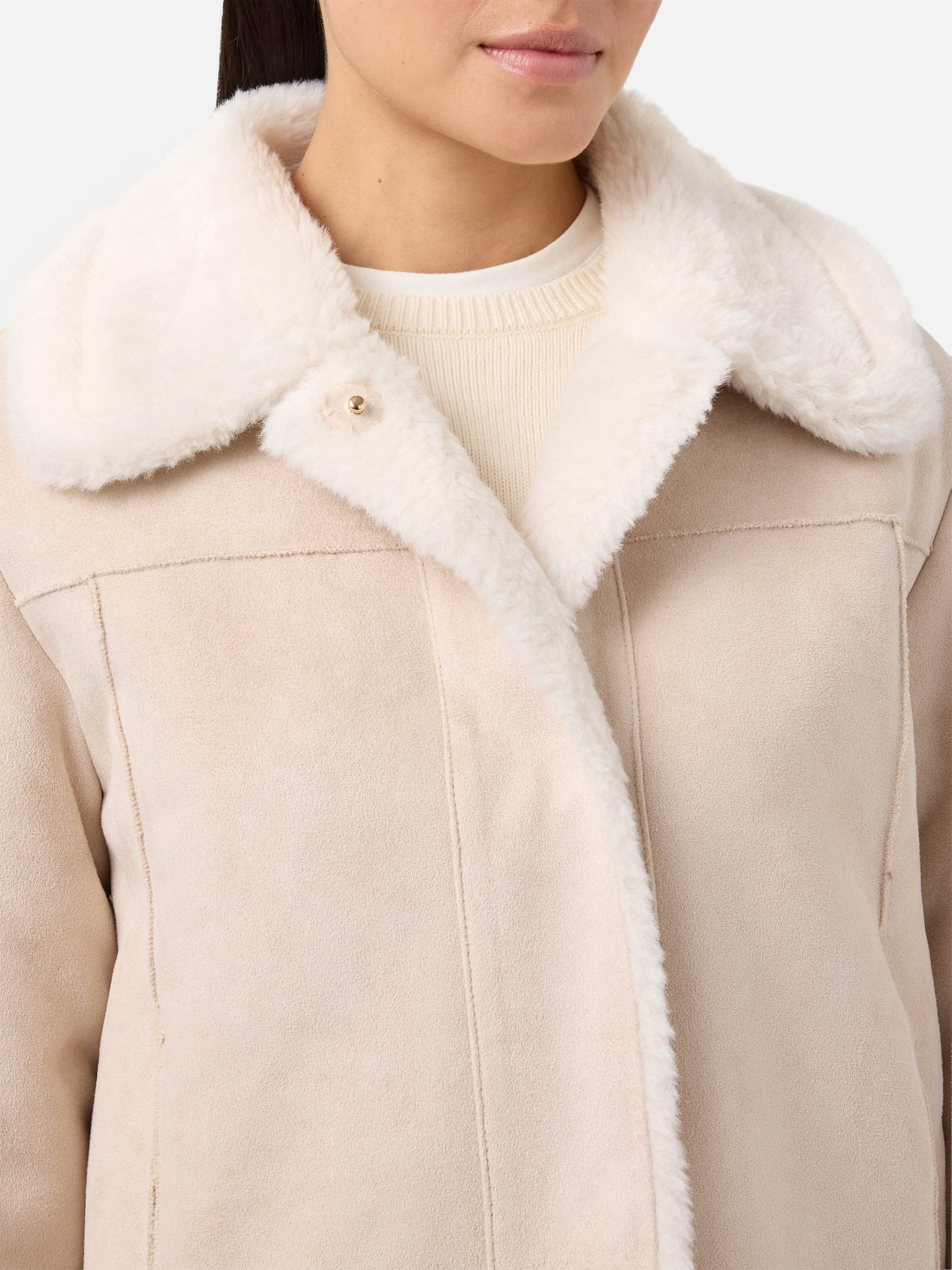 Giacca Lorayne in eco montone cream con bordi in shearling - Image 5
