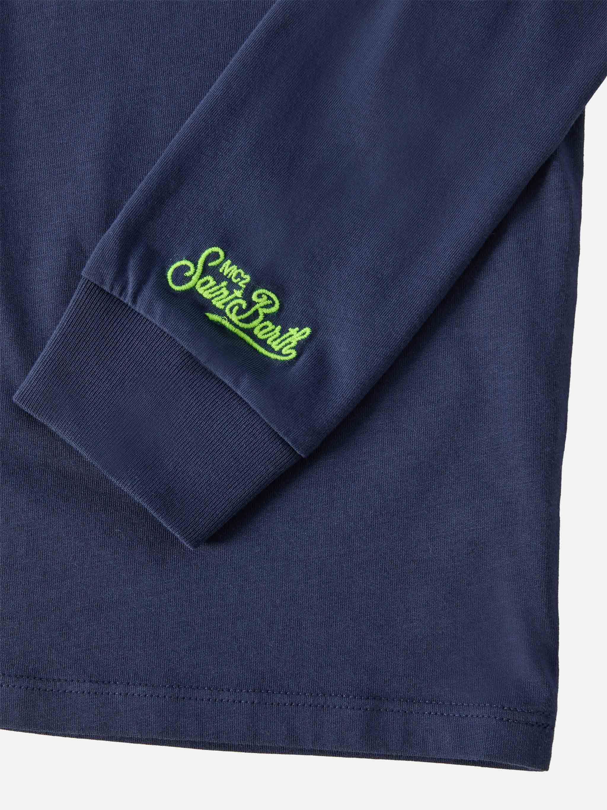 T-shirt Luton Jr blu  ricamo Bello e Monello - Image 3