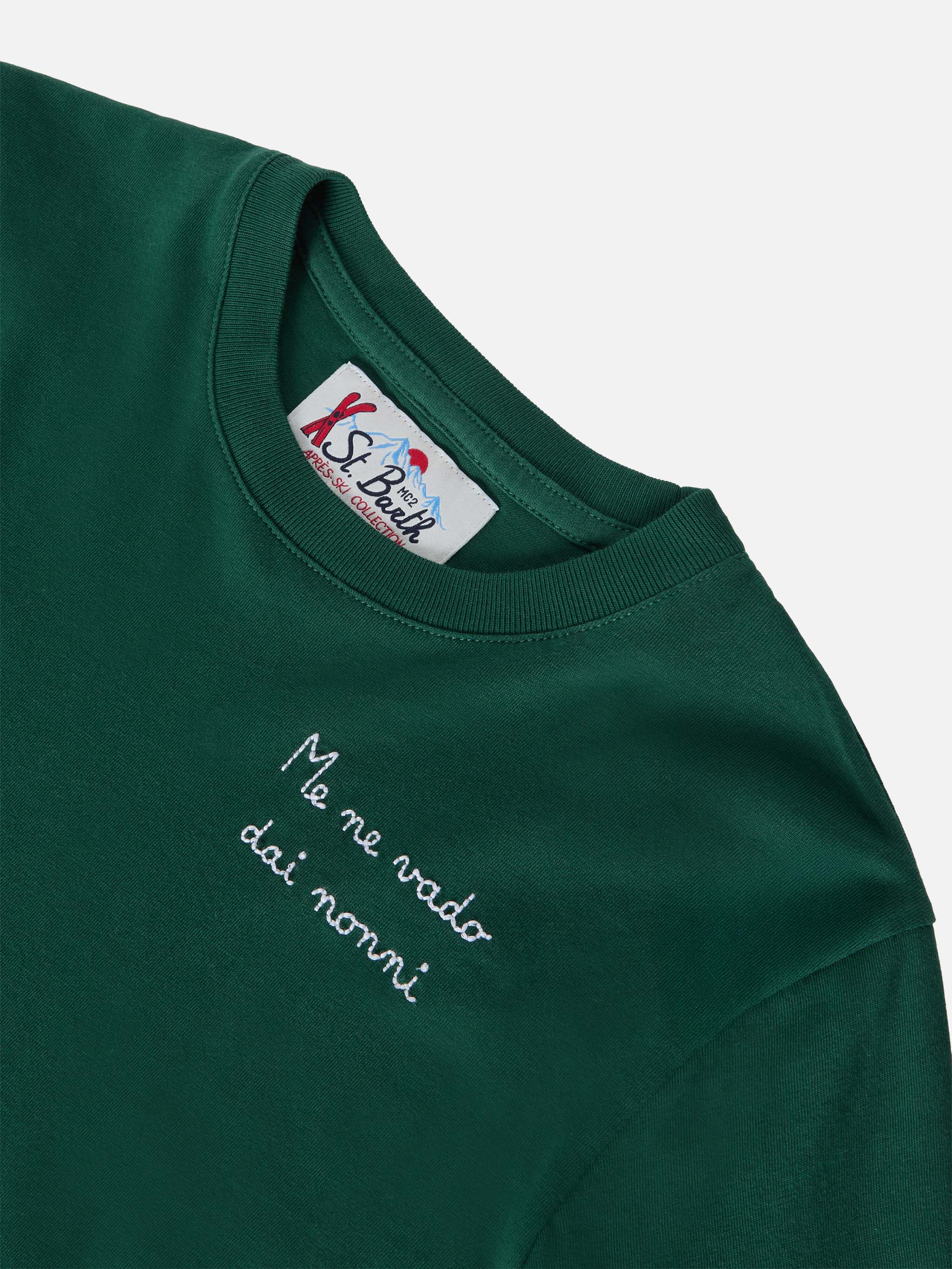 T-shirt Luton Jr verde  ricamo Me ne vado dai nonni - Image 3