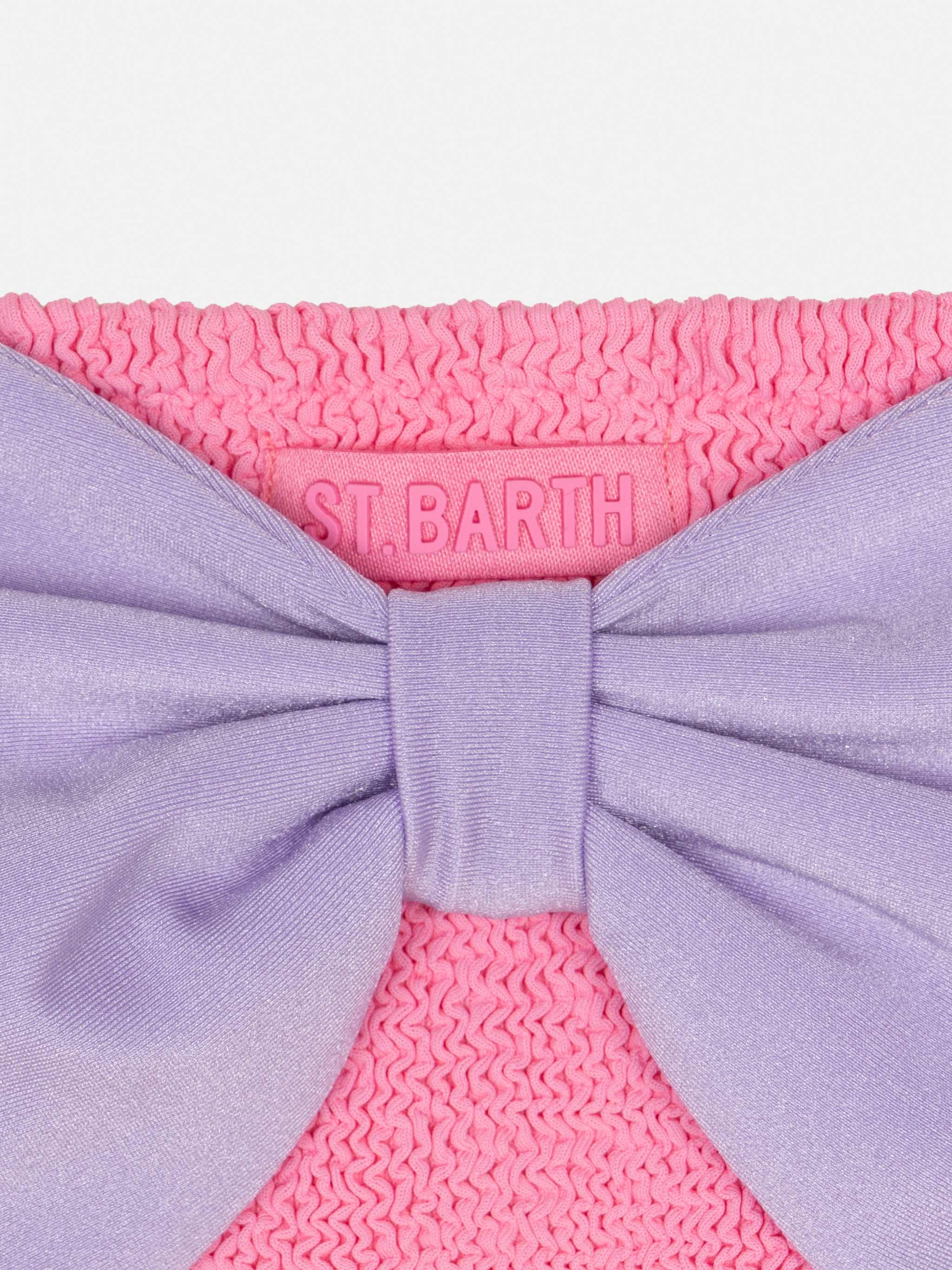Slip da mare Madame in crinkle rosa con fiocco - Image 3