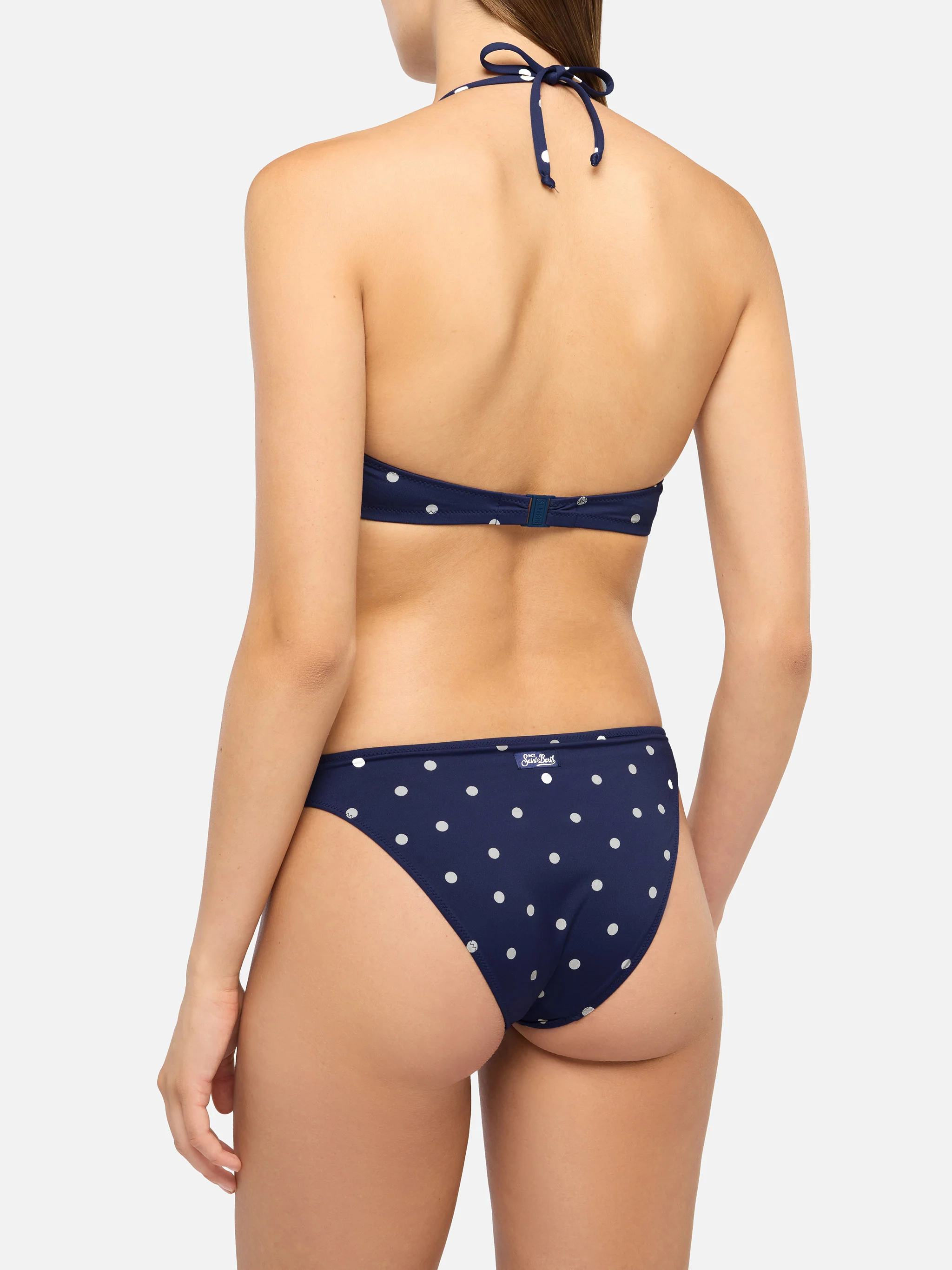 Bikini a triangolo fisso Gaia Maia con slip a vita alta e stampa a pois - Image 4