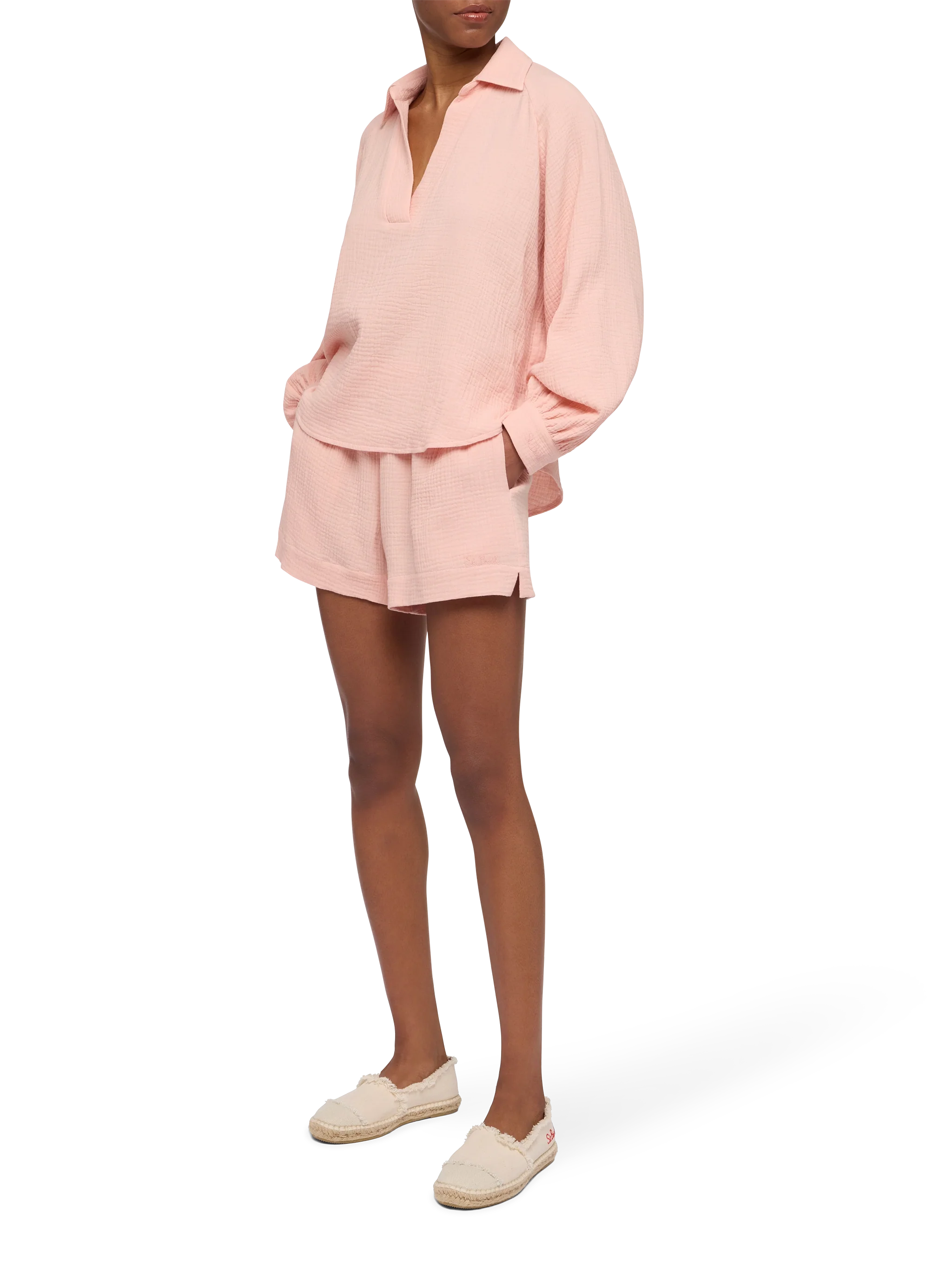 Blusa in mussola rosa Maira - Image 4