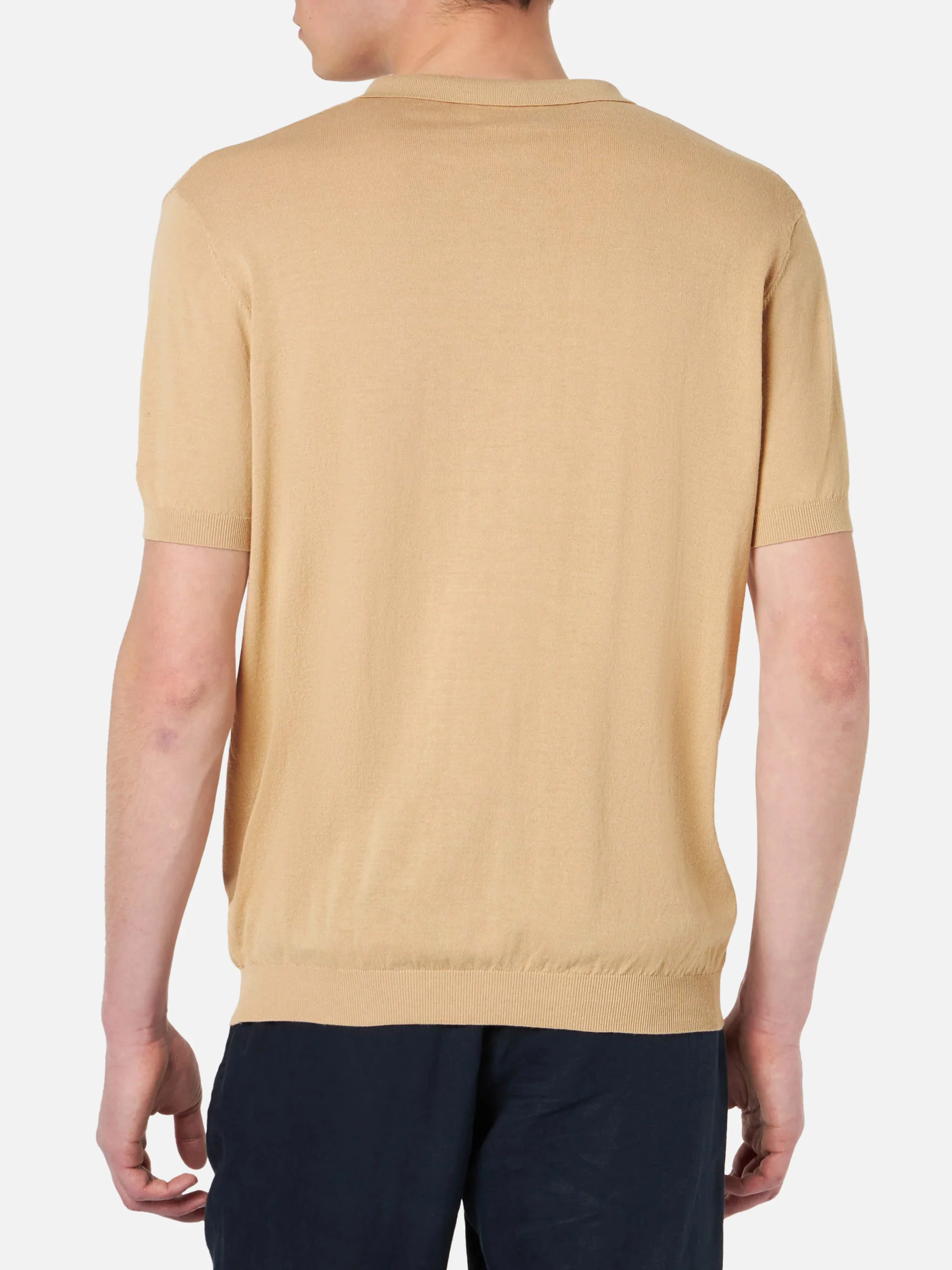 Polo Sloan in maglia beige senza bottoni - Image 3