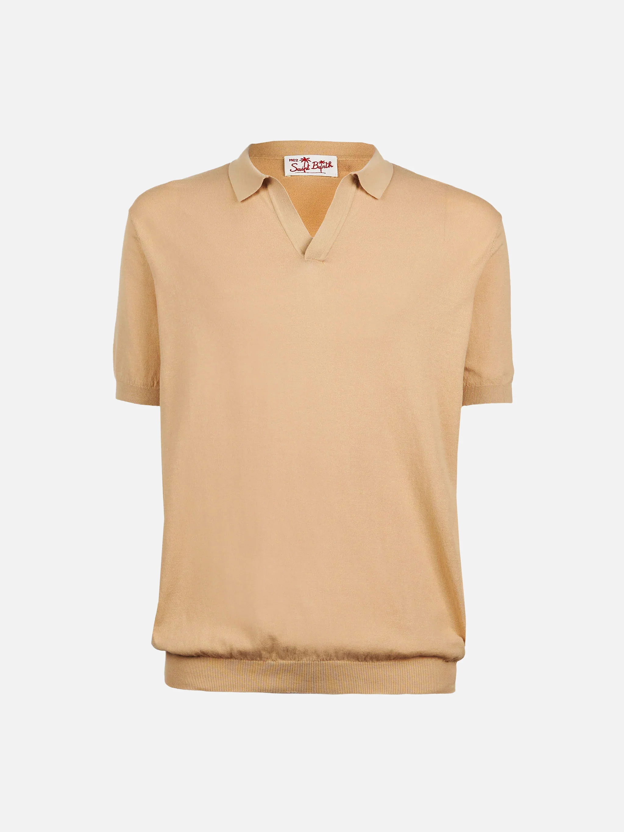 Polo Sloan in maglia beige senza bottoni - Image 4
