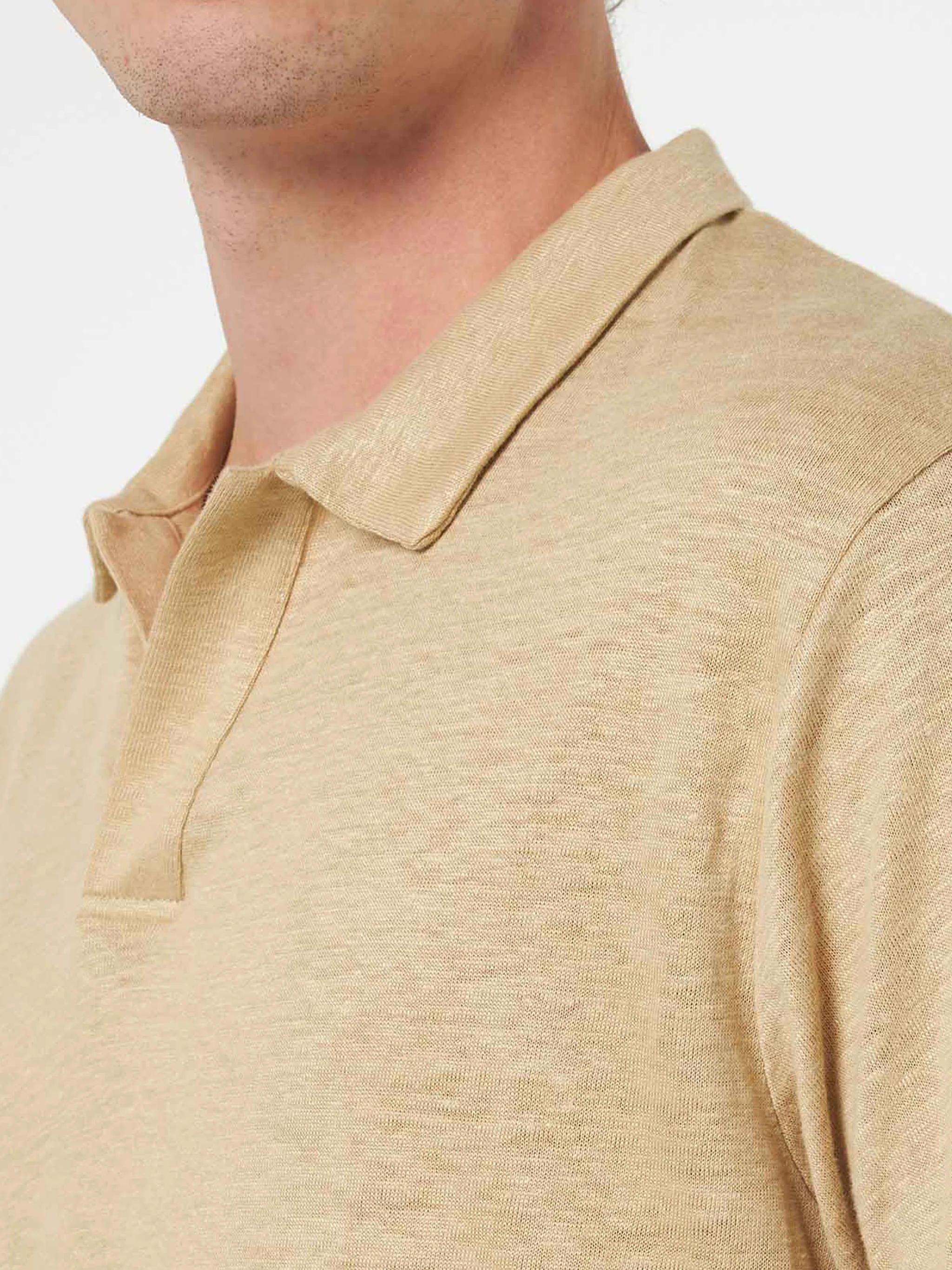 Polo senza bottoni in lino beige Fraser - Image 2