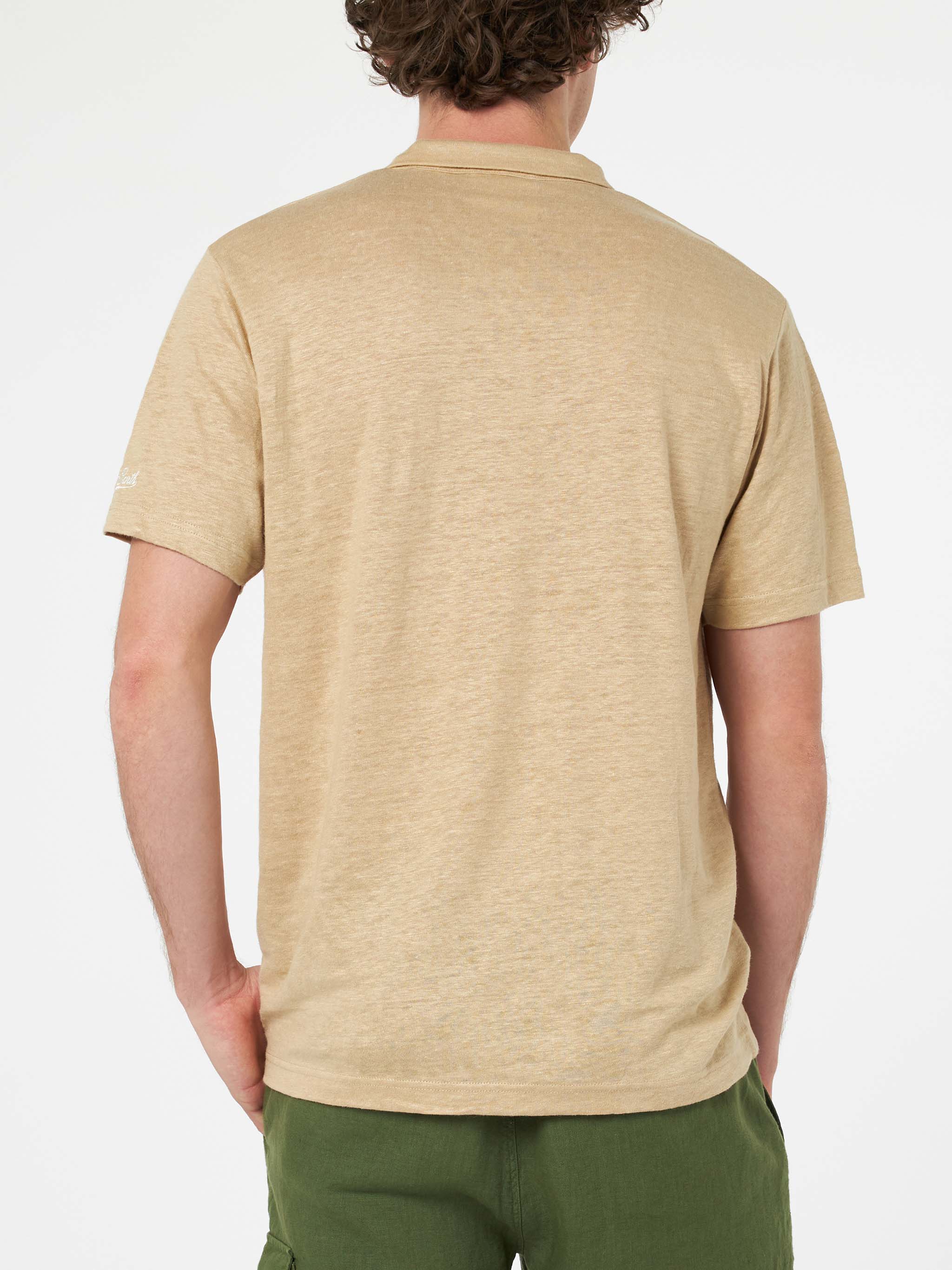 Polo senza bottoni in lino beige Fraser - Image 3