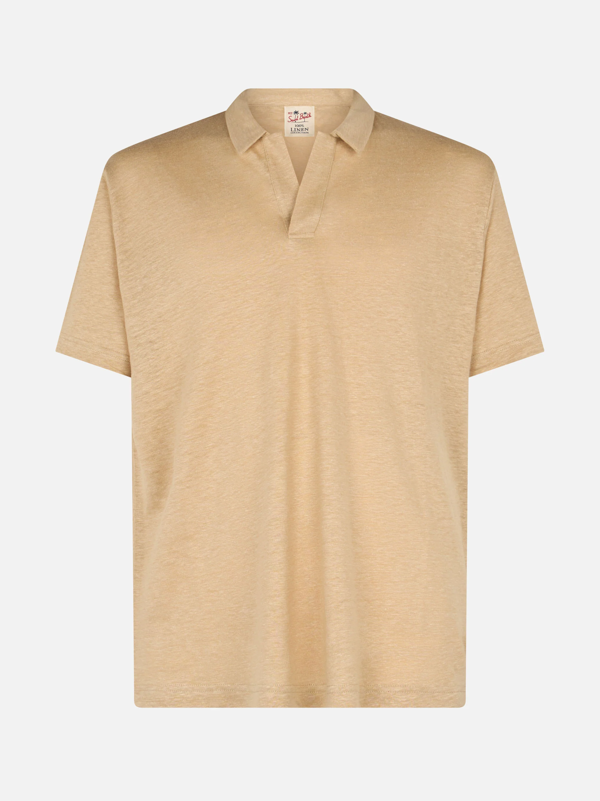 Polo senza bottoni in lino beige Fraser - Image 5