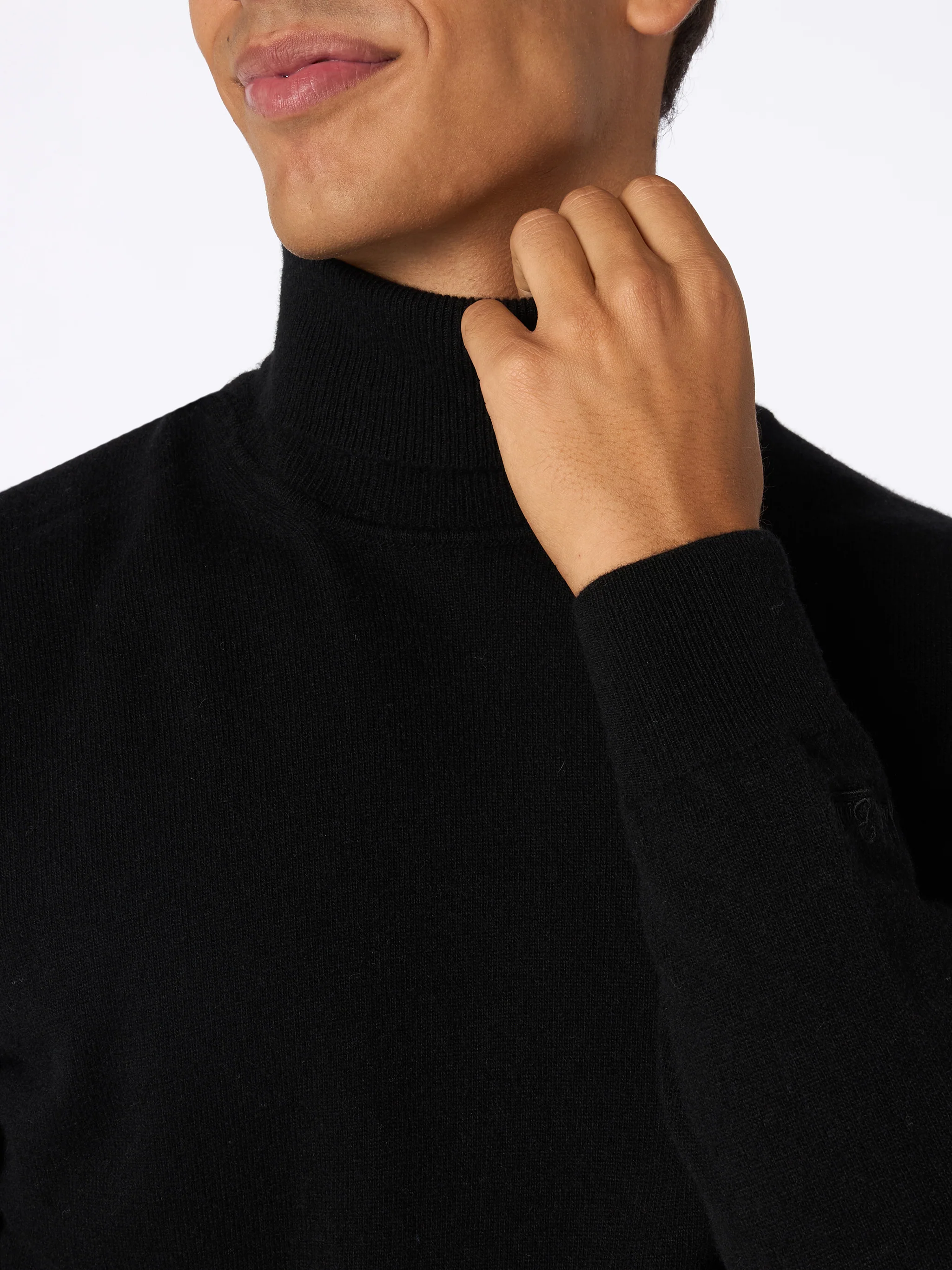 Maglia Bond in misto cashmere nero tinta unita - Image 3