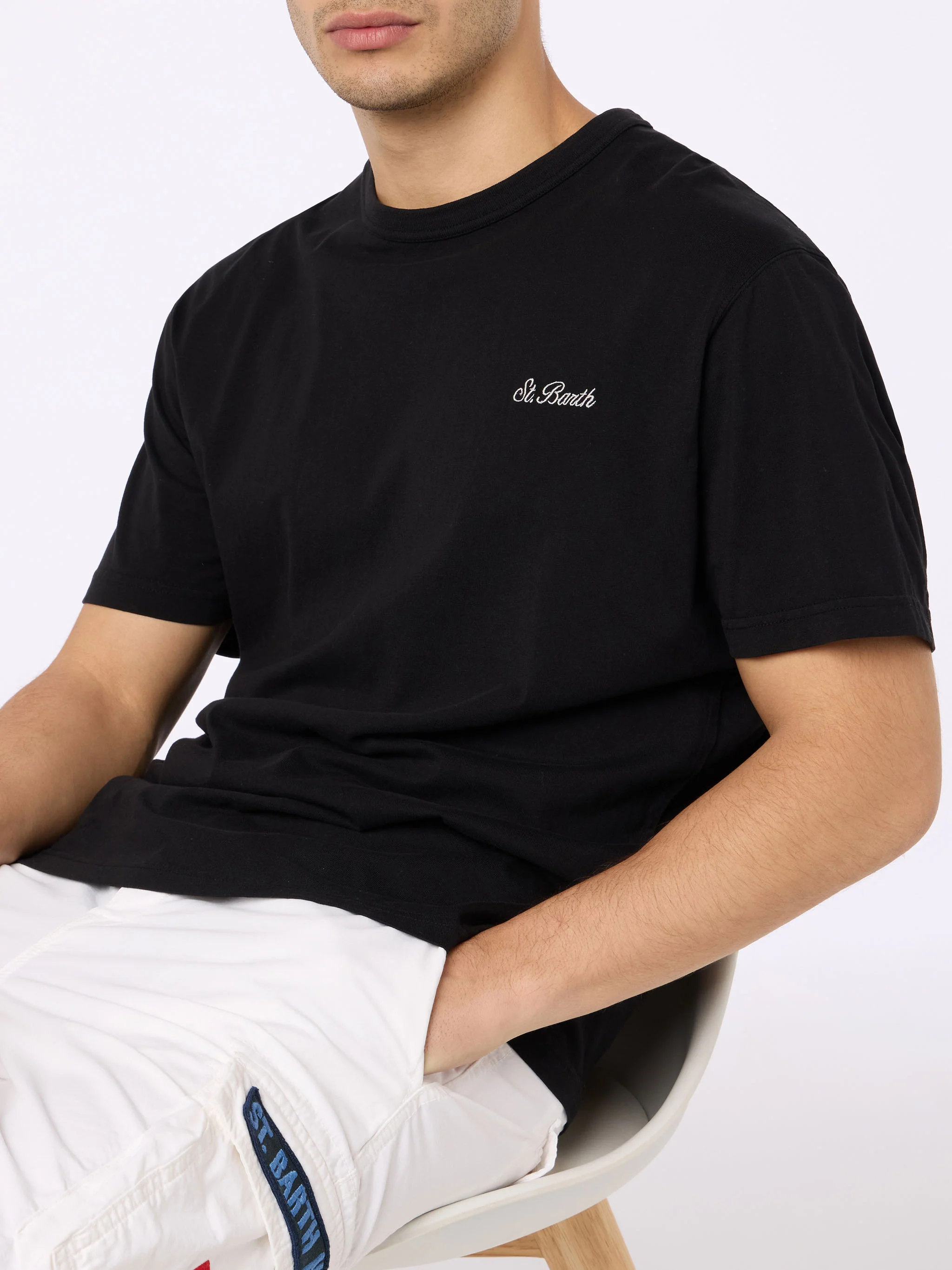 T-shirt Dover in cotone nero tinta unita - Image 2