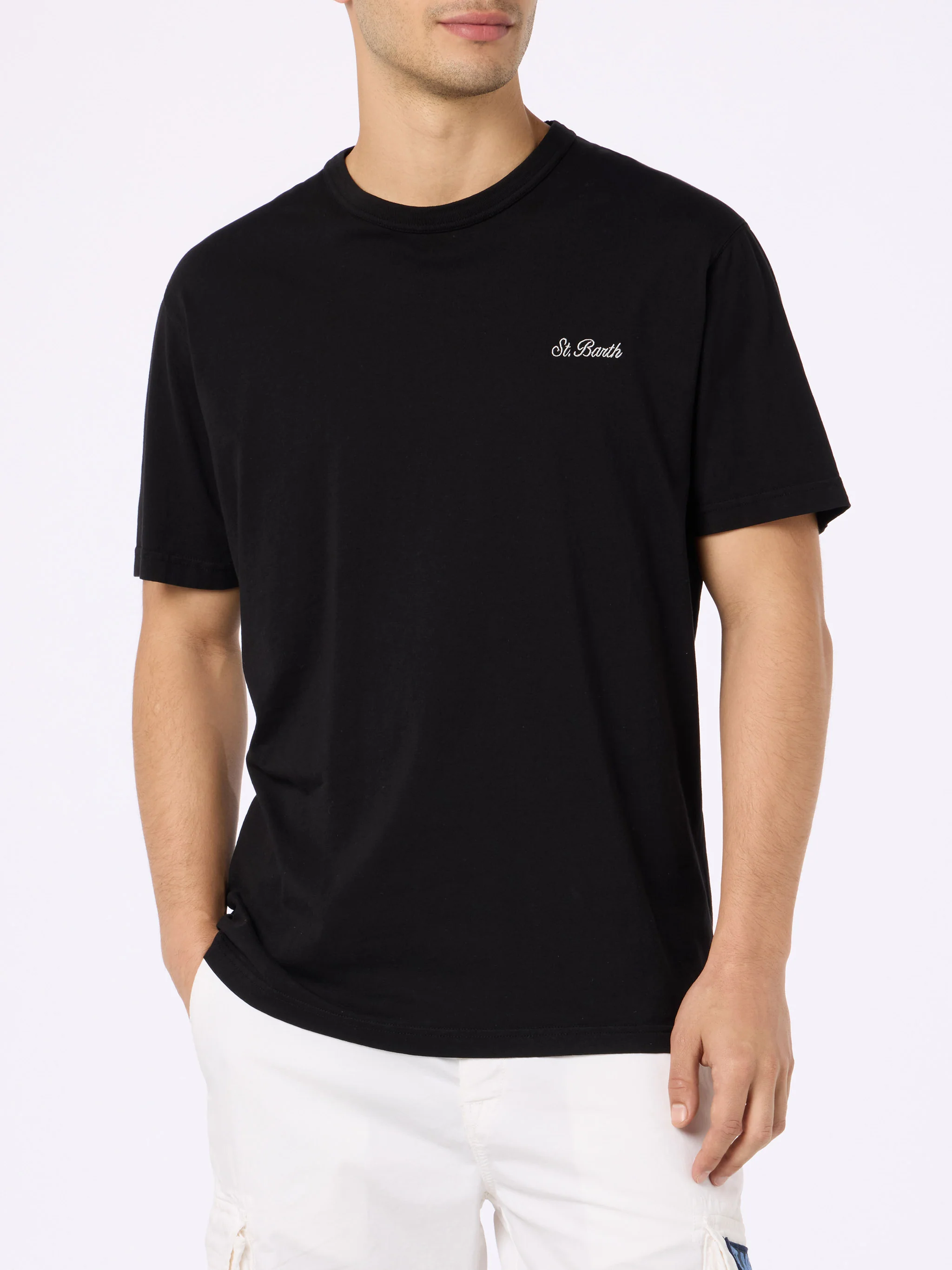 T-shirt Dover in cotone nero tinta unita - Image 3