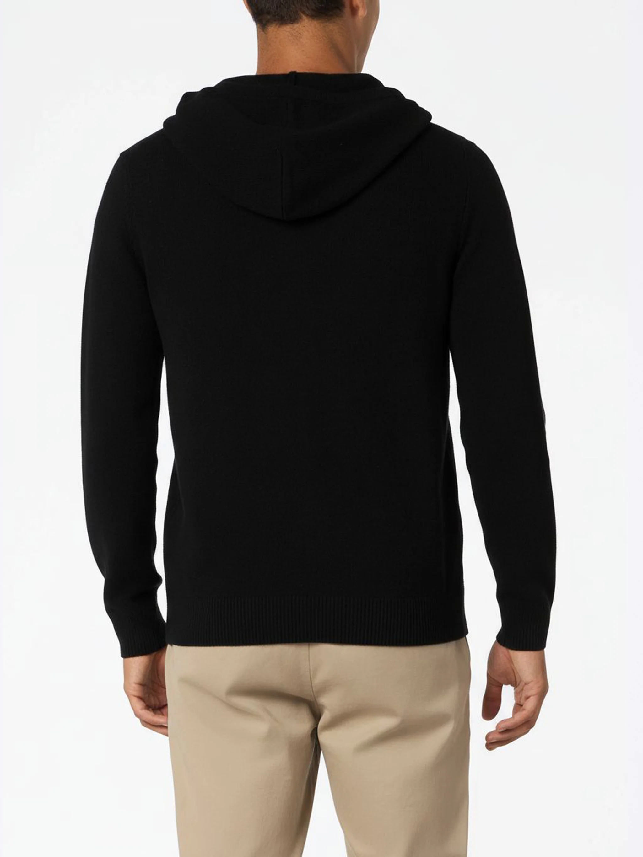 Maglia Notting in lana con cappuccio nero tinta unita - Image 3
